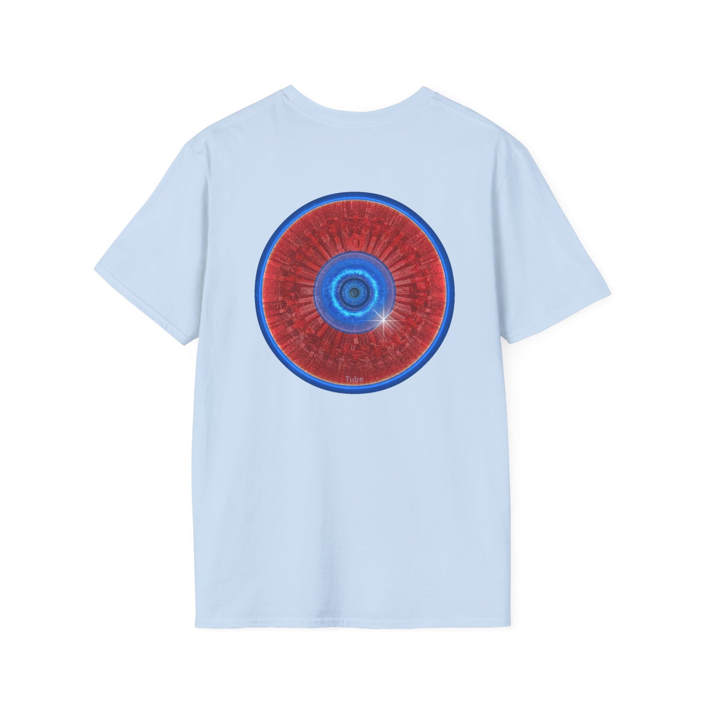 Classic Donut Tee - Unisex Soft-Style - "Graphic Translation Tee Shirt" - vivid red/blue tube donut - variant 1