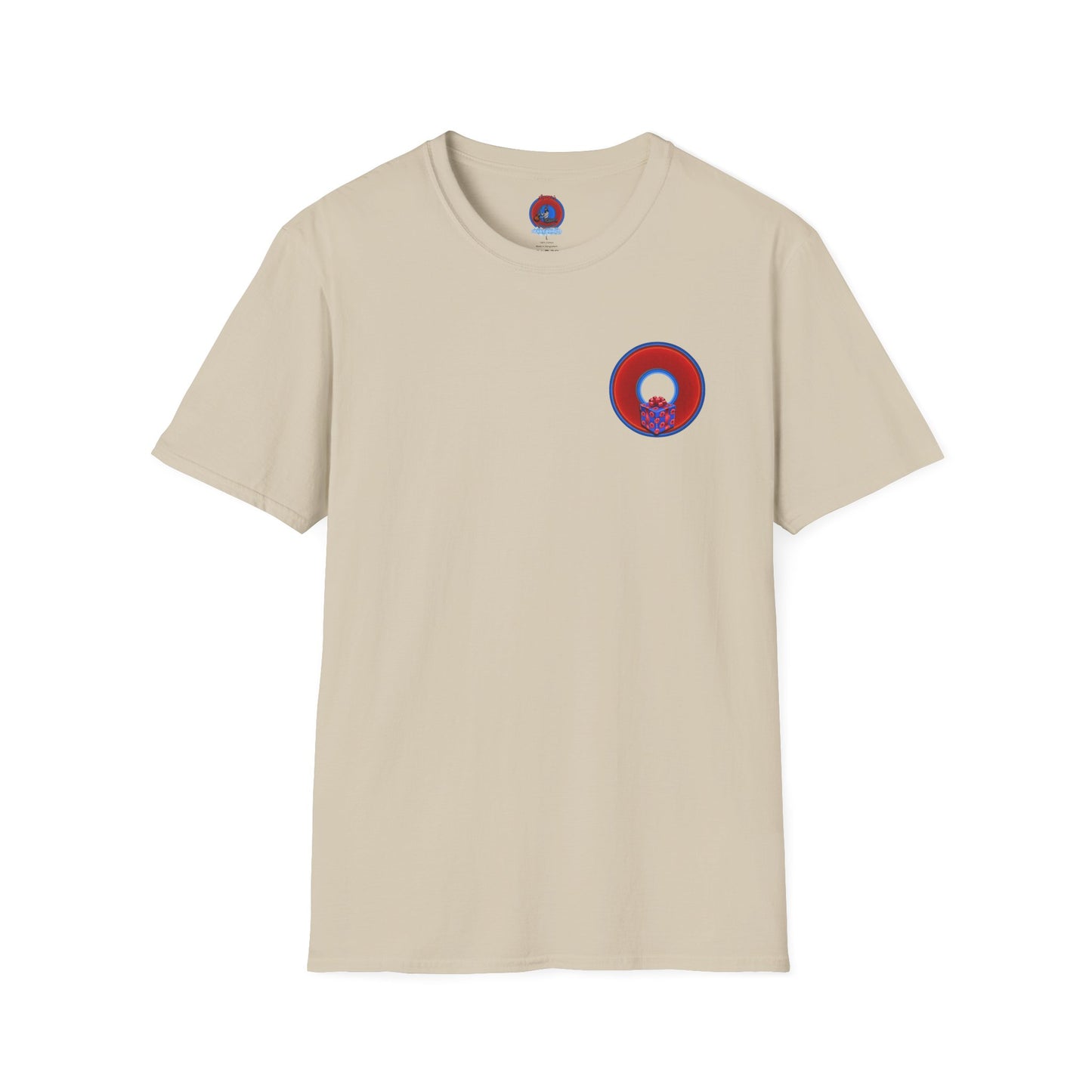 Classic Donut Tee - Unisex Soft-Style - "Phishmas Caroler's Tee " - vivid red/blue donut - variant 1