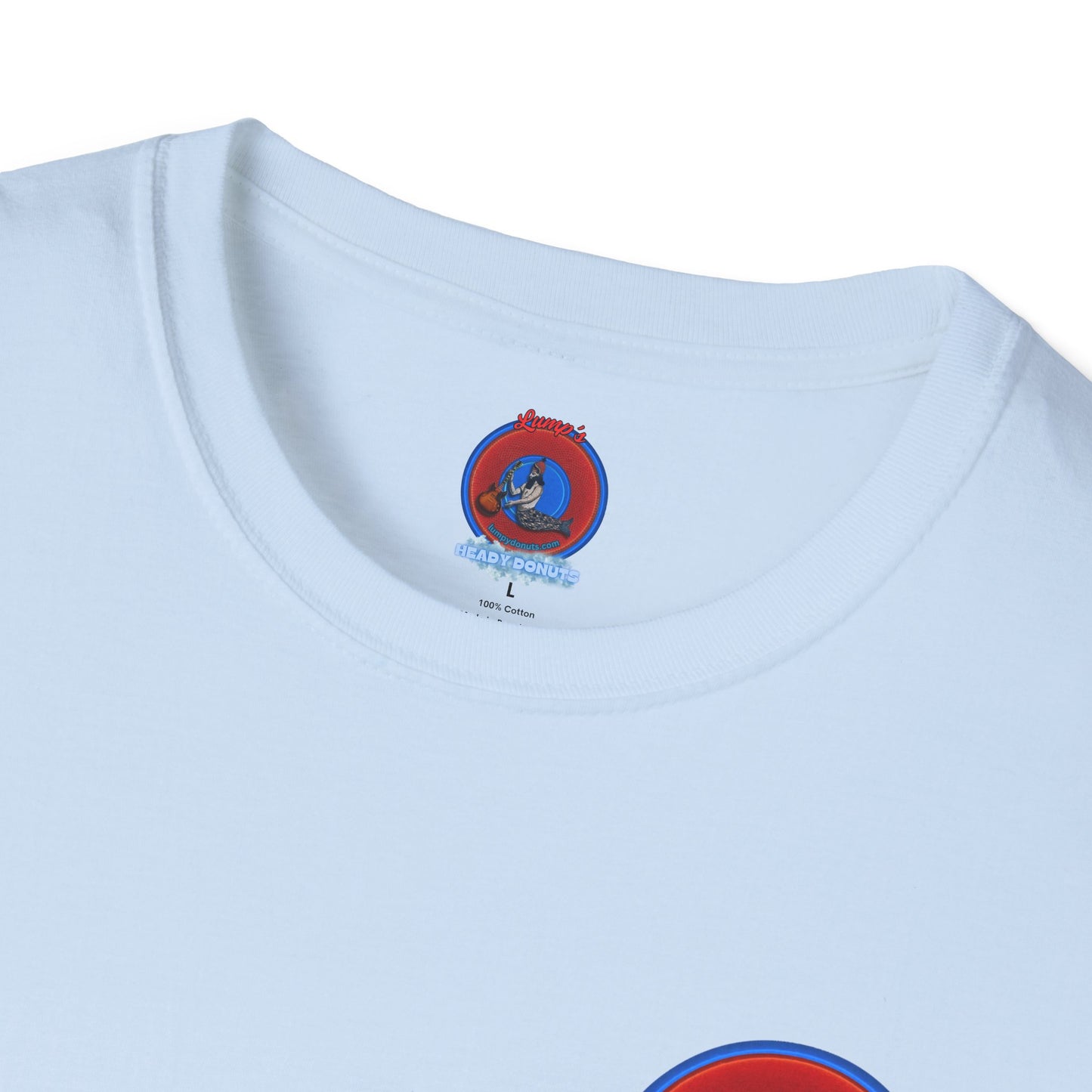 Classic Donut Tee - Unisex Soft-Style - "Soul Donut - We Keep on Rollin' Dough" - vivid red planetary donut - variant 2 [*charitable print - 50% of profit to The Nature Conservatory]