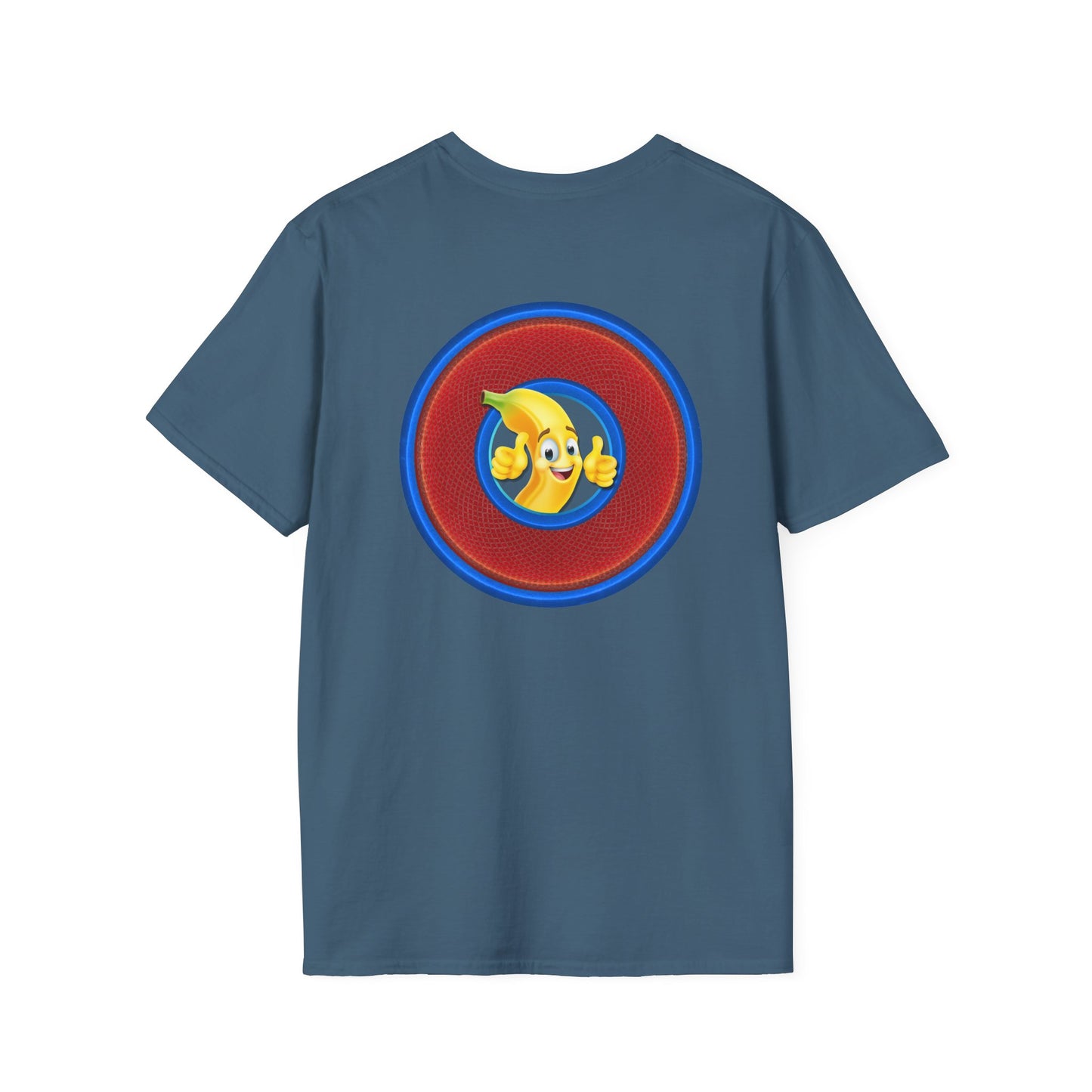Classic Donut Tee - Unisex Soft-Style - "Dis sheet, it's bananas!" - series 1.0 - variant 6 - traditional red/blue donut