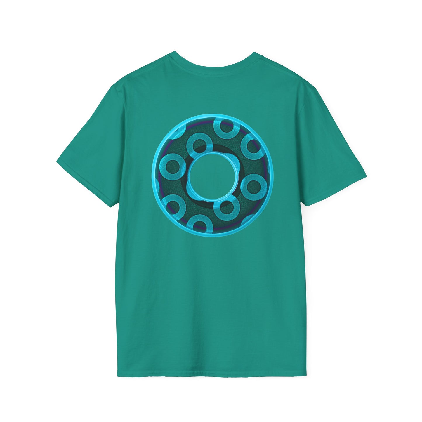 Plain Donuts/Unisex Soft-Style - "Plain Rustic Paradoxical Donuts" - light aquamarine/dark teal donuts