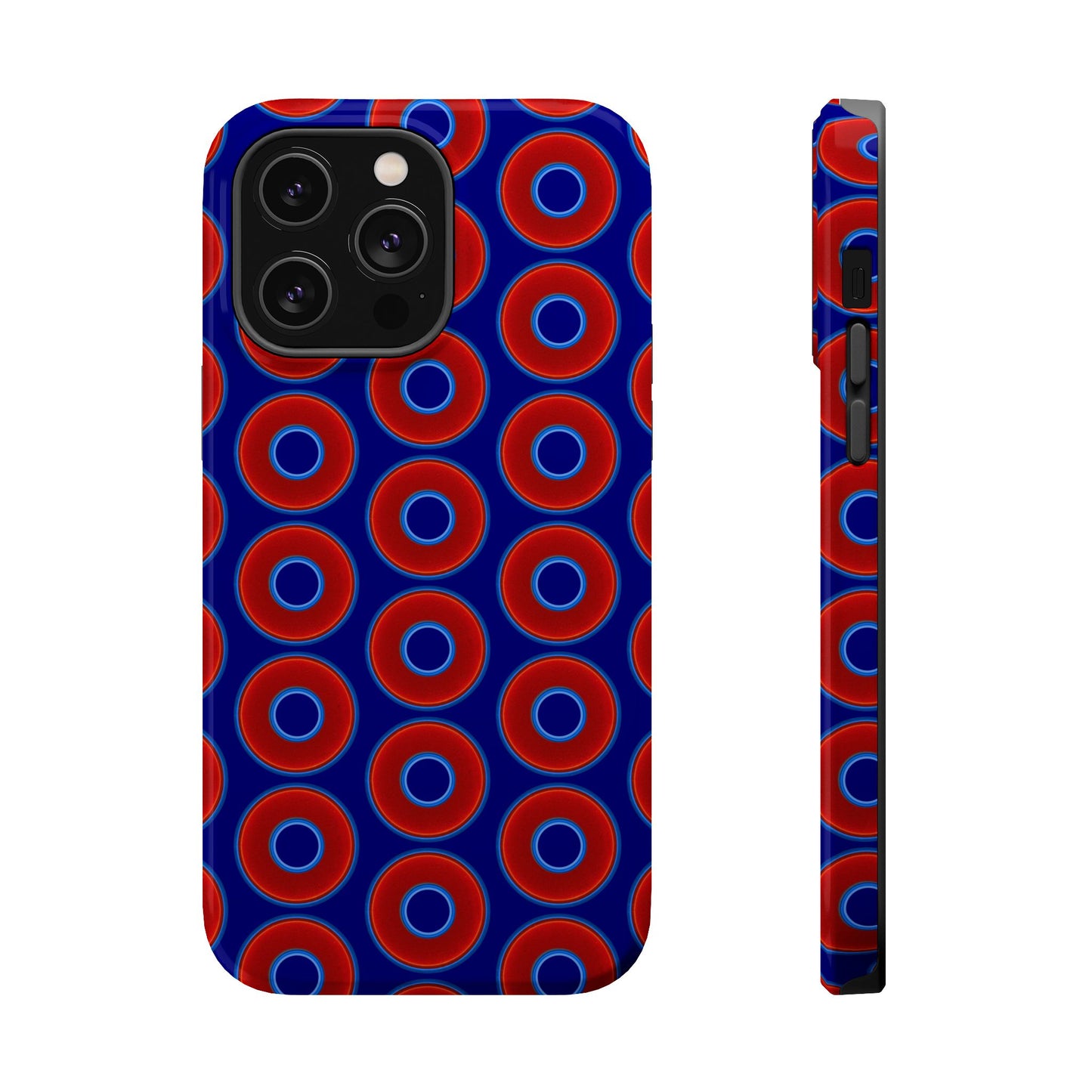 Magnetic Tough Donut Case - red vivid donut print w/vivid navy blue background