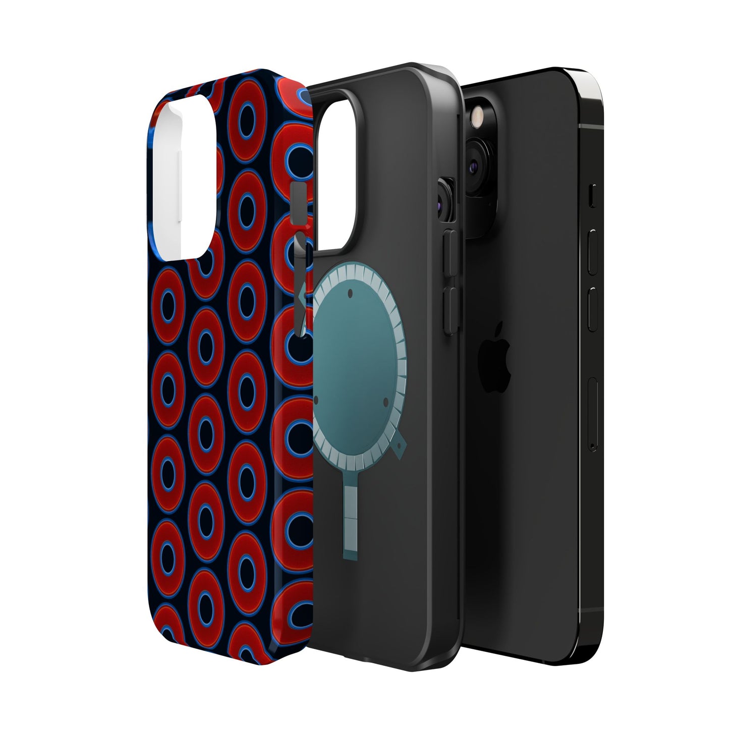 Magnetic Tough Donut Case - red vivid donut print w/blue charcoal background