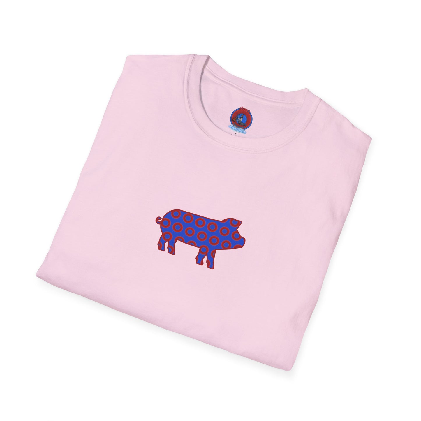 Classic Donut Tee - Unisex Soft-Style - "Guyute's Ugly Donut" - vivid red/blue donut pattern - variant 3