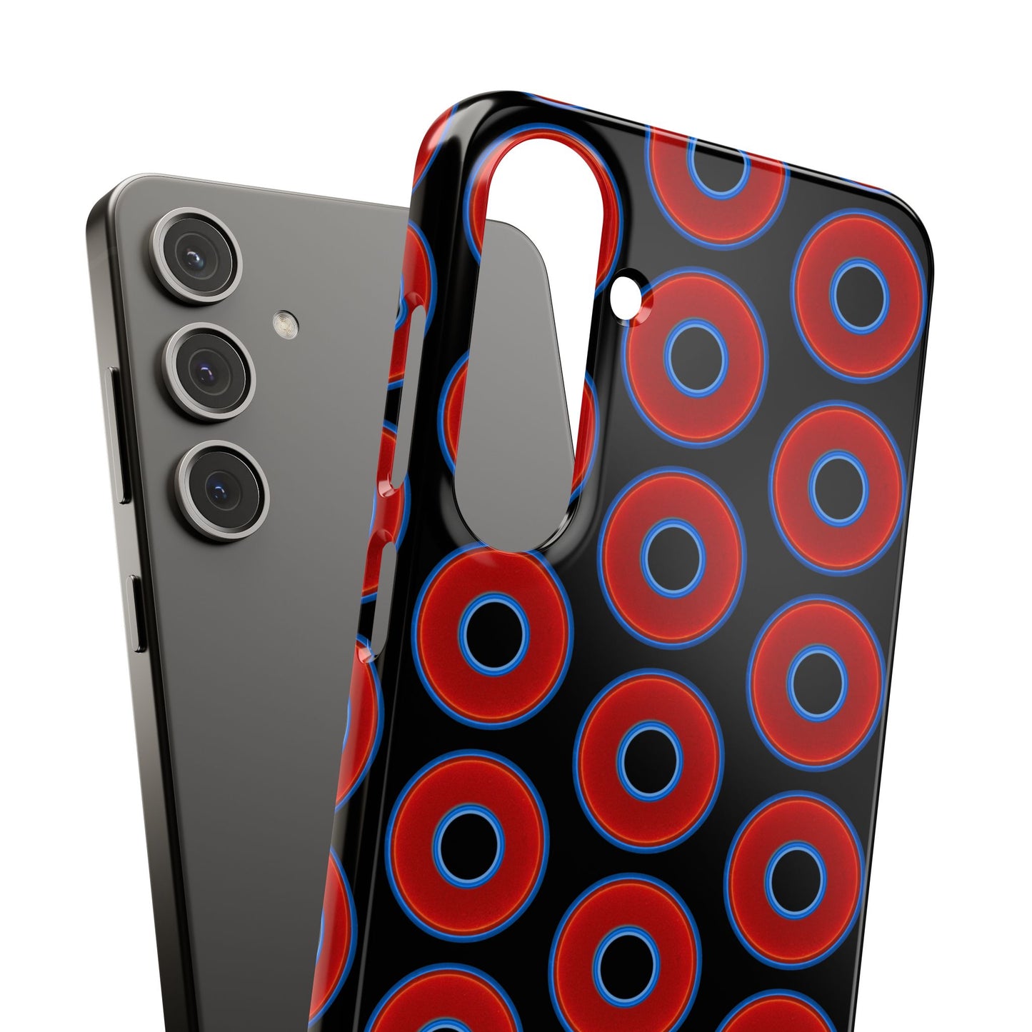 Lumpy Donut Snap Case - red vivid donut print w/black background
