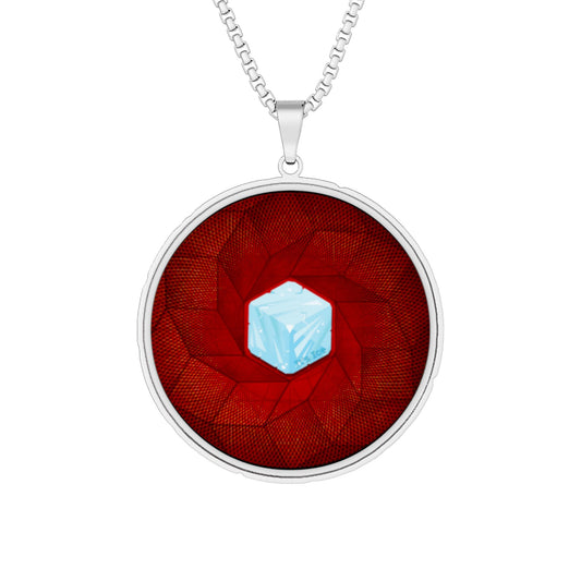 Lump's Heady Donut Necklace - 1" x 1" Stainless Steel Pendant - "It's Ice... Cube's Donut Necklace" - red cubed donut - variant 1