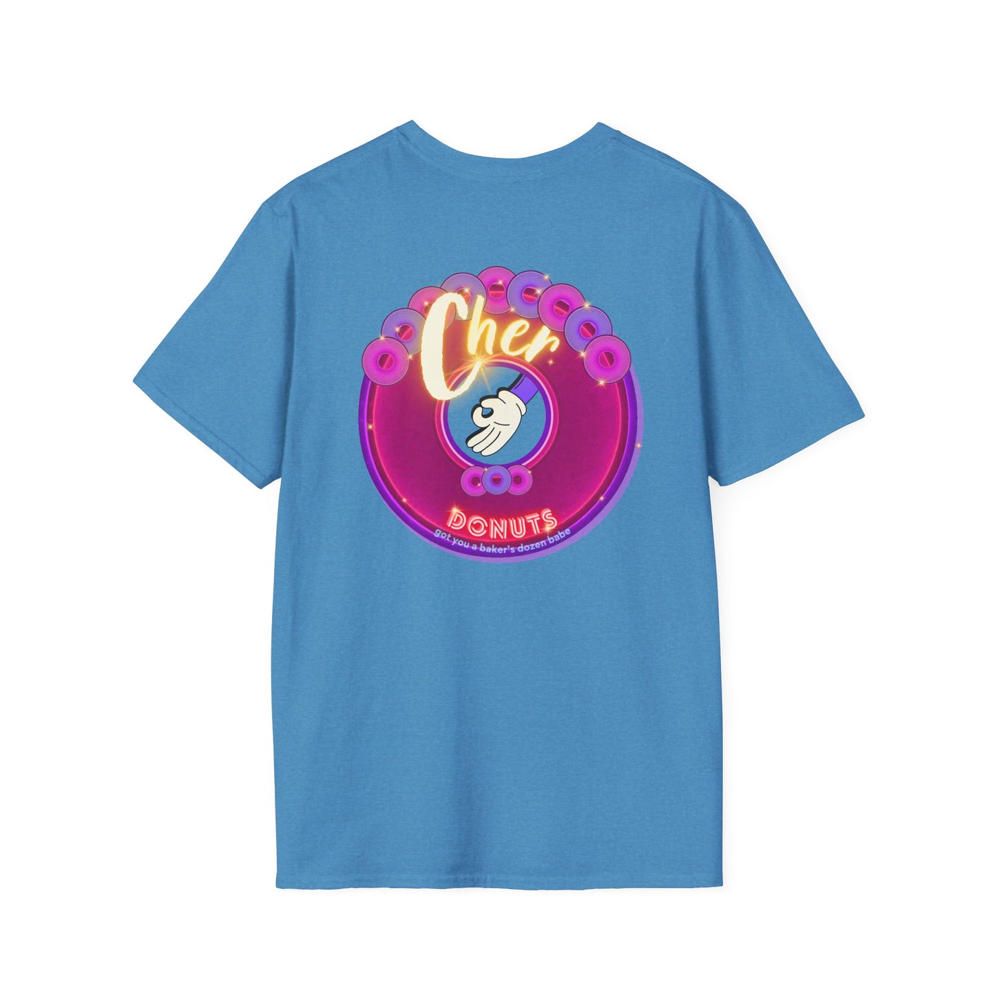Classic Donut Tee - Unisex Soft-Style - "Chering is Caring Donut' - vivid magenta/purple donut