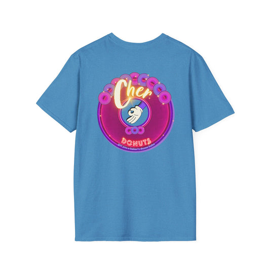 Classic Donut Tee - Unisex Soft-Style - "Chering is Caring Donut' - vivid magenta/purple donut