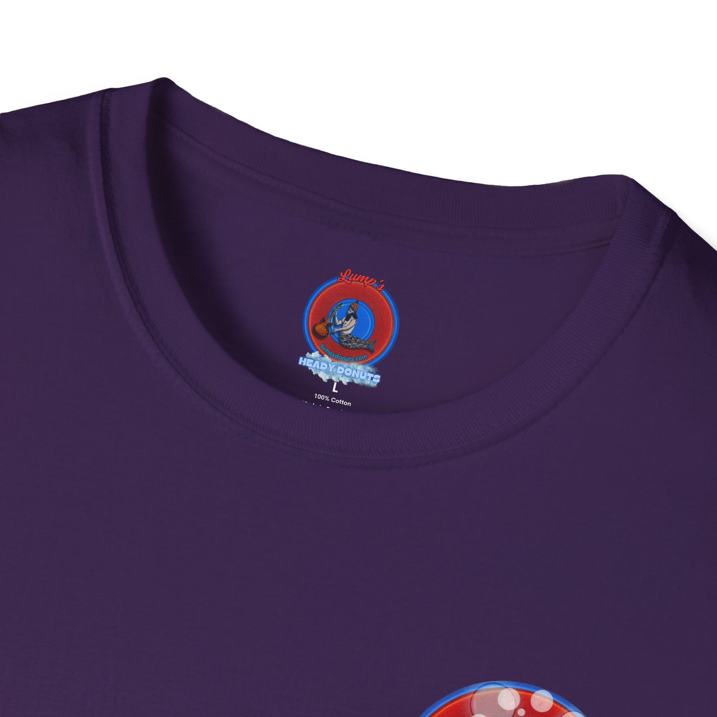 Classic Donut Tee - Unisex Soft-Style - "Bubbler's Donut Tee" - vivid red/blue donut