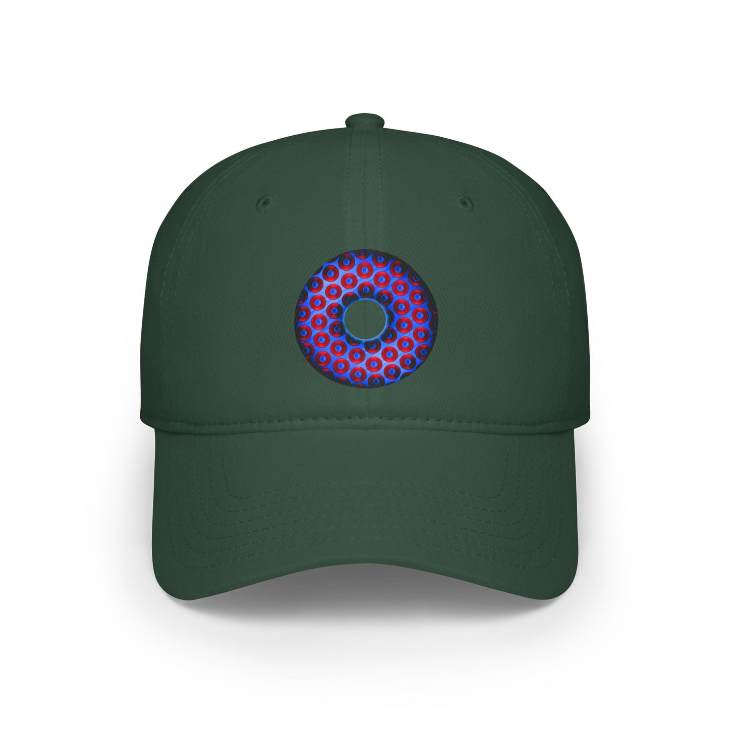 Lumpy Donut Baseball Cap - "Paradoxical Weathered Donut" - variant 2 - red/blue donuts donut w/