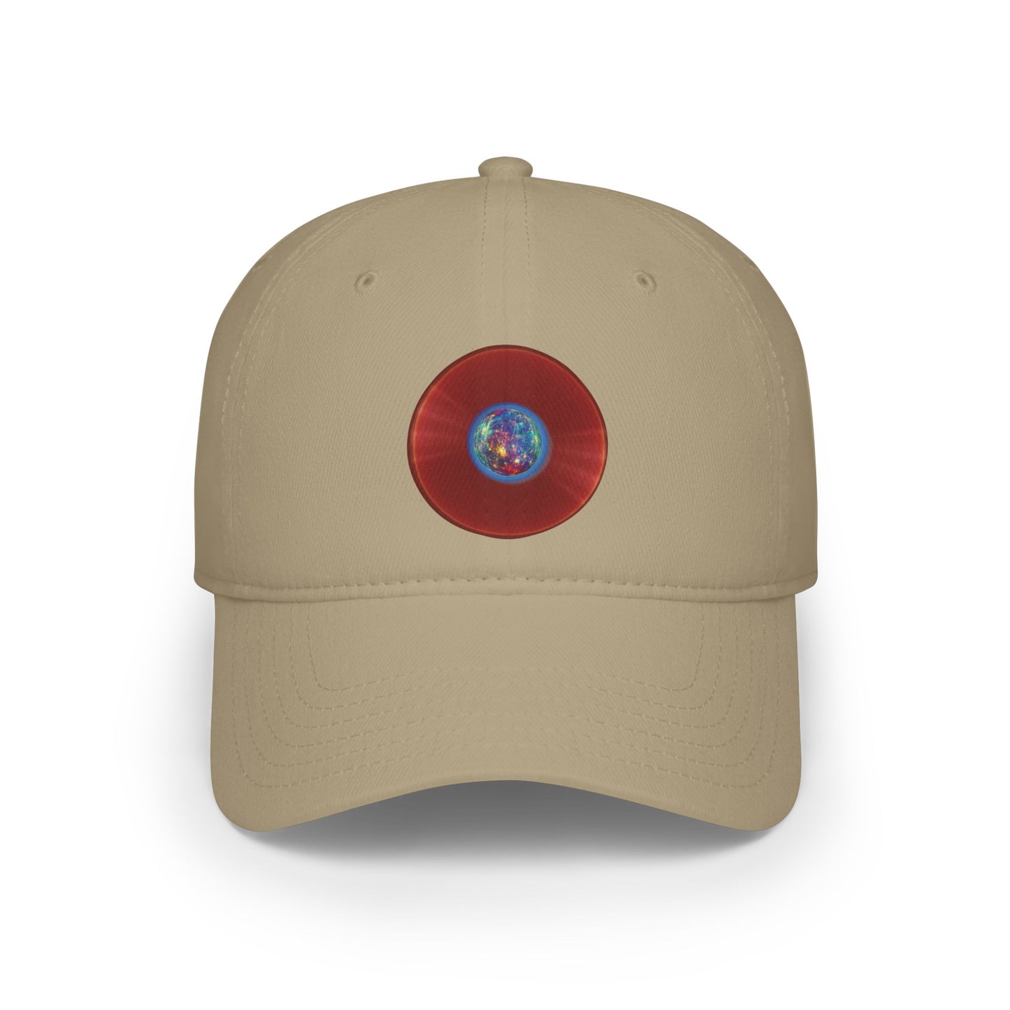 Lumpy Donut Baseball Cap - "Donut of the Gods" - variant 1 - vivid red record donut w/