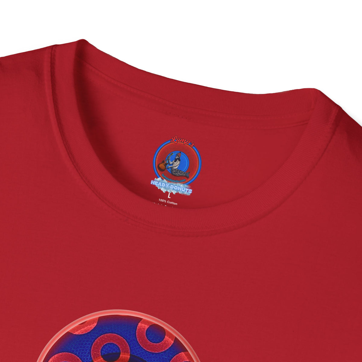 Classic Donut Tee - Unisex Soft-Style - "Kaleidoscope Abyss of Donut" - paradoxical print - variant 2 - series 1.0 - donut vortex - red/blue