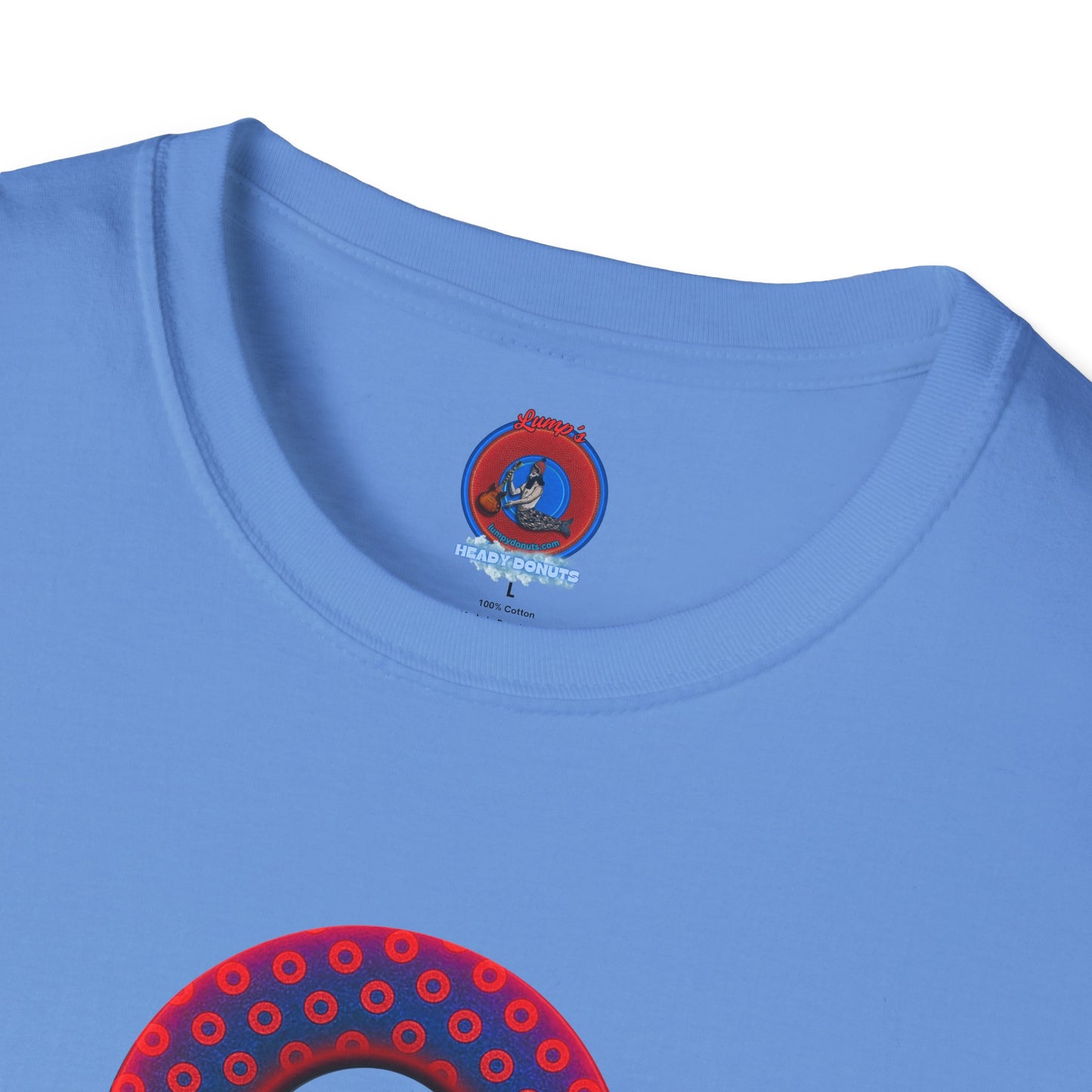 Classic Donut Tee - Unisex Soft-Style - "Vivid Donut inside a Paradox Donut" - blue/red electric paradox donut - variant 2 w/hole