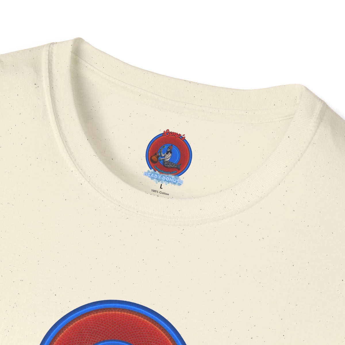 Classic Donut Tee - Unisex Soft-Style - "The Lumpy Donut" - variant 1 - red/blue donut