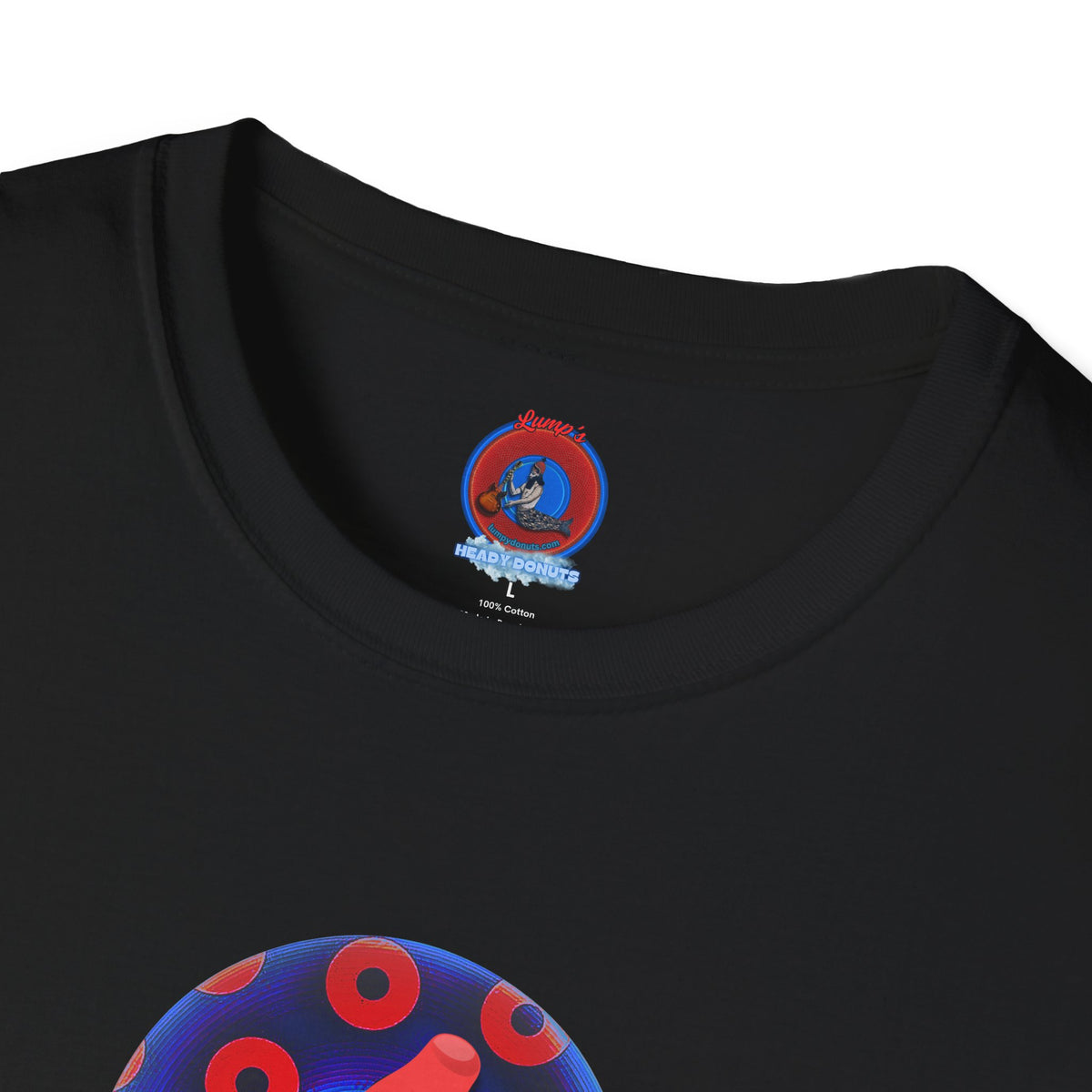 Classic Donut Tee - Unisex Soft-Style - "Blow this Popsicle Stand" - blue/red paradox bomb pop donut - variant 1