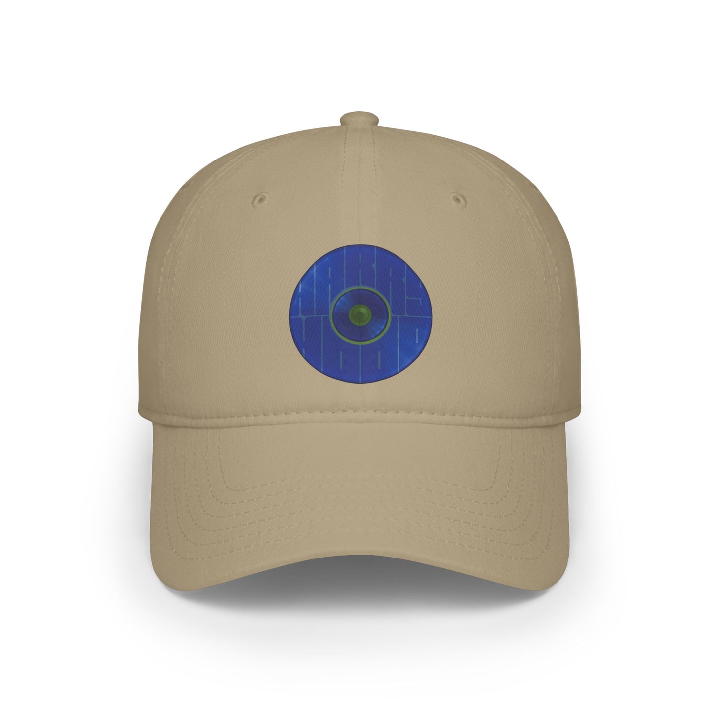 Lumpy Donut Baseball Cap - "Harry Hoodlum Donut Cap" - variant 5 - vivid dark blue donut w/words