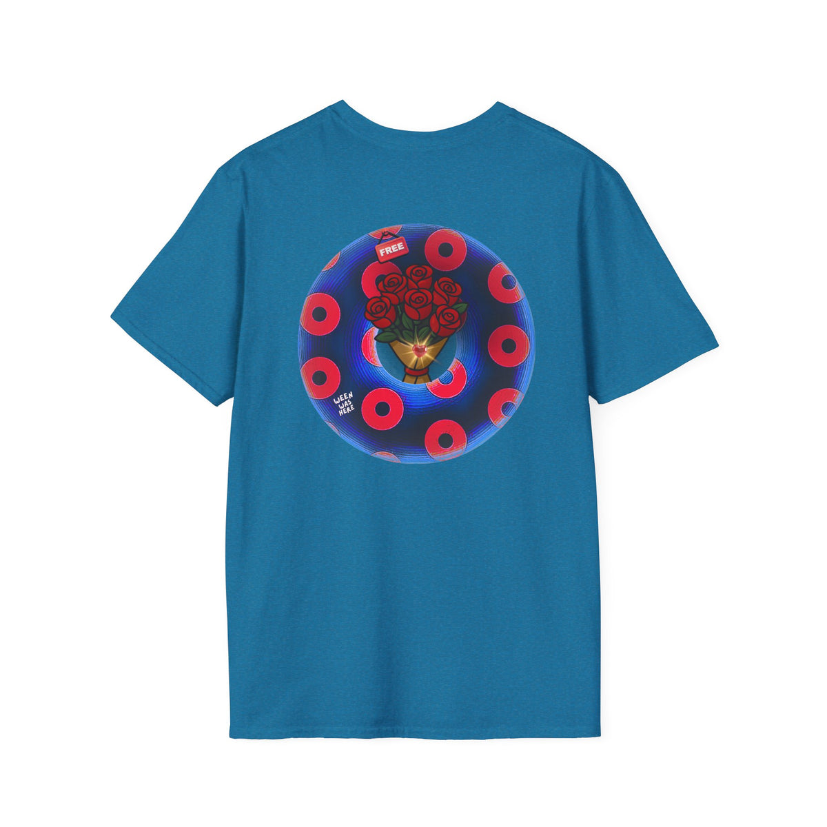 Classic Donut Tee - Unisex Soft-Style - "Donuts of Phreedom" - red/blue paradoxical blimpy donut