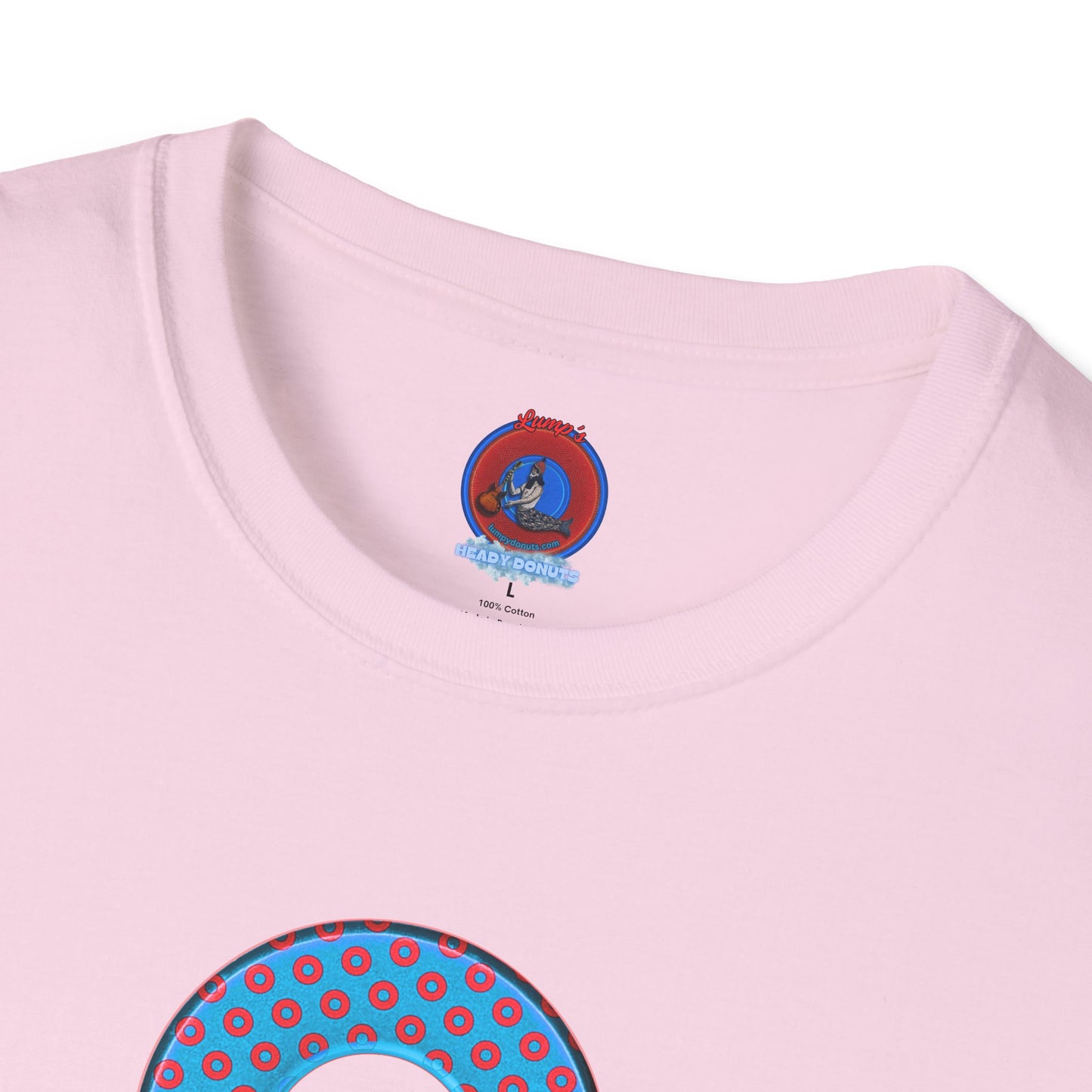 Plain Donuts/Unisex Soft-Style - "Plain Electric Paradoxical Donuts" - light blue/red donuts