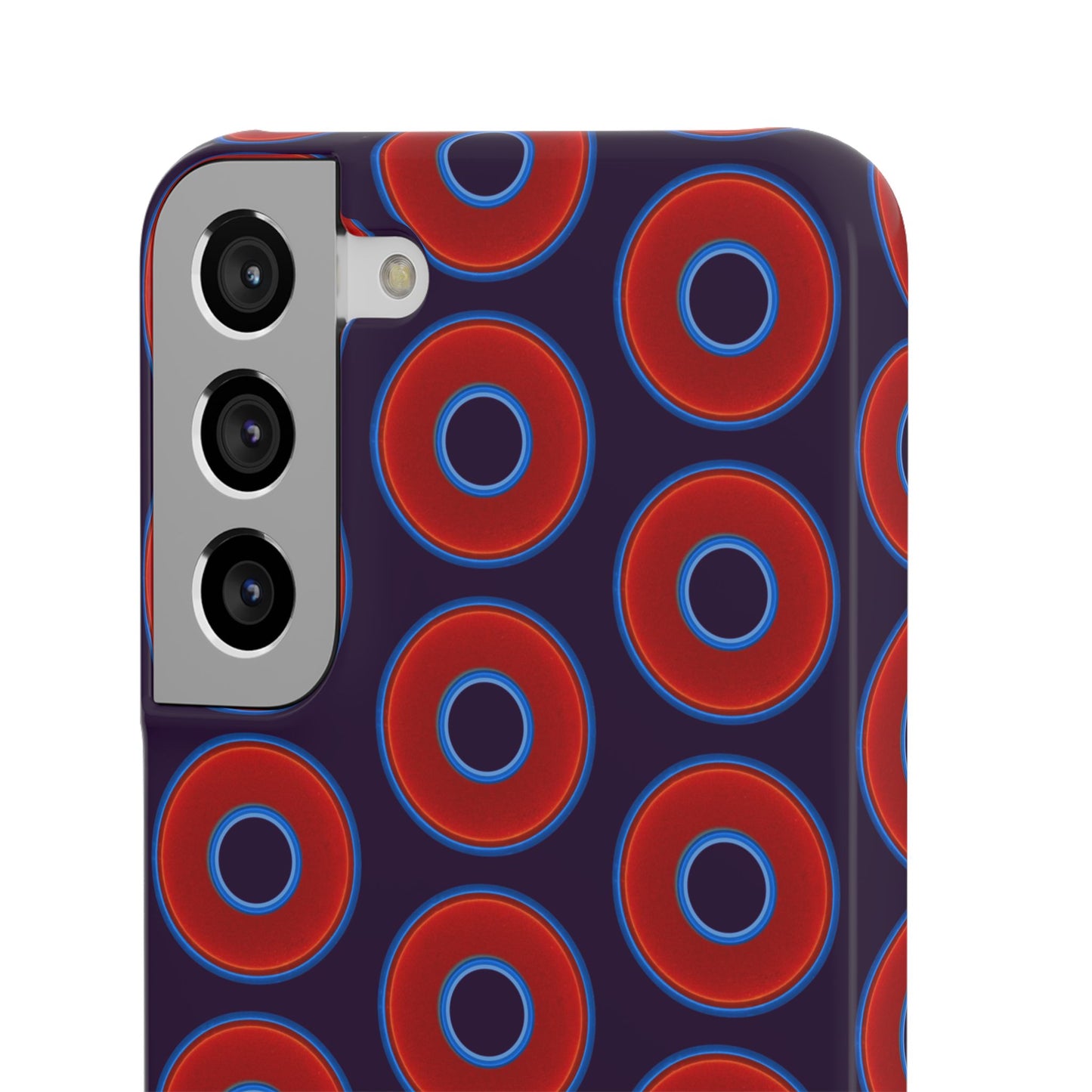 Lumpy Donut Snap Case - red vivid donut print w/midnight purple background