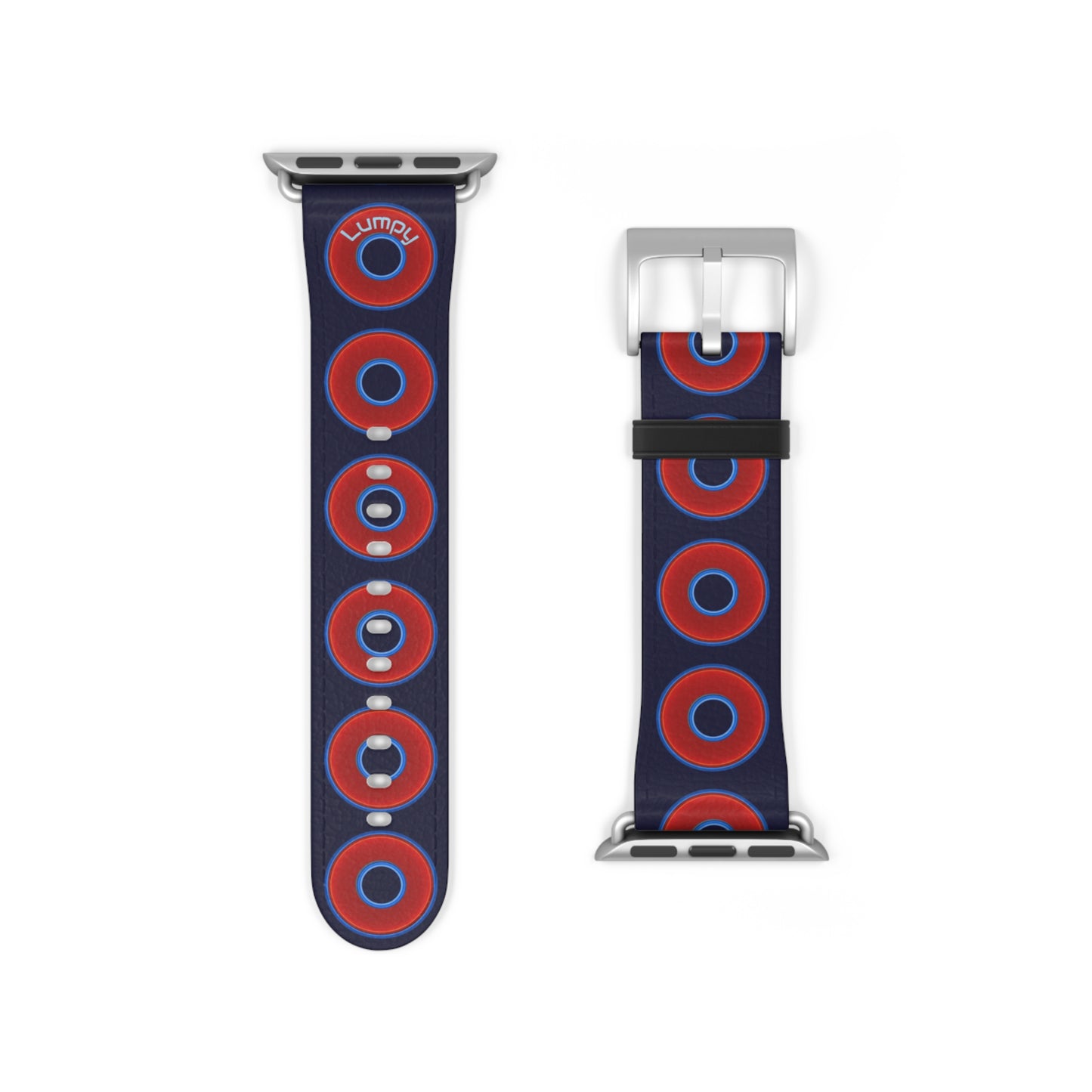 Lumpy Donut Wristband - compatible w/apple watch - red vivid donuts w/midnight blue background