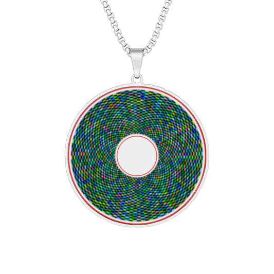 Lump's Heady Donut Necklace - 1" x 1" Stainless Steel Pendant - "Plain Pixilated Donut" - multi-colored pixilated donut - variant 2