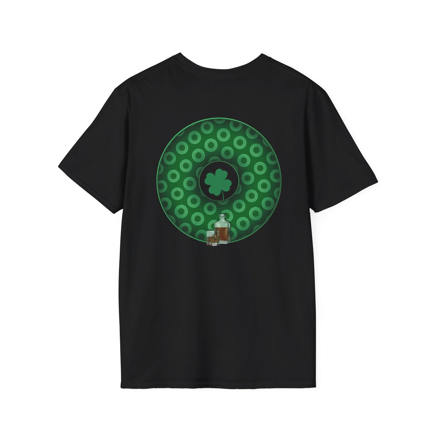 Classic Donut Tee - Unisex Soft-Style - "Patron Saint of Donuts" - St. Patrick's Day Donut - w/whiskey - holiday edition - variant 2