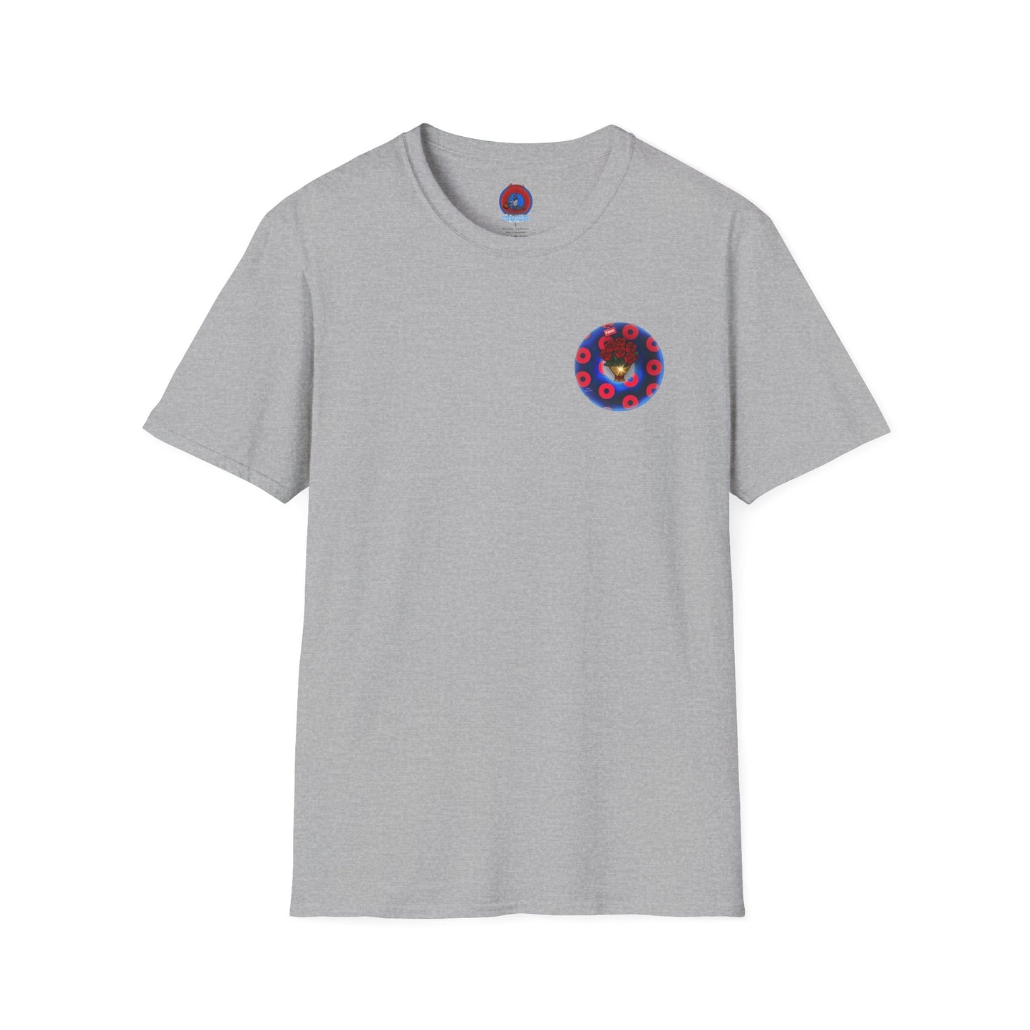 Classic Donut Tee - Unisex Soft-Style - "Donuts of Phreedom" - red/blue paradoxical blimpy donut