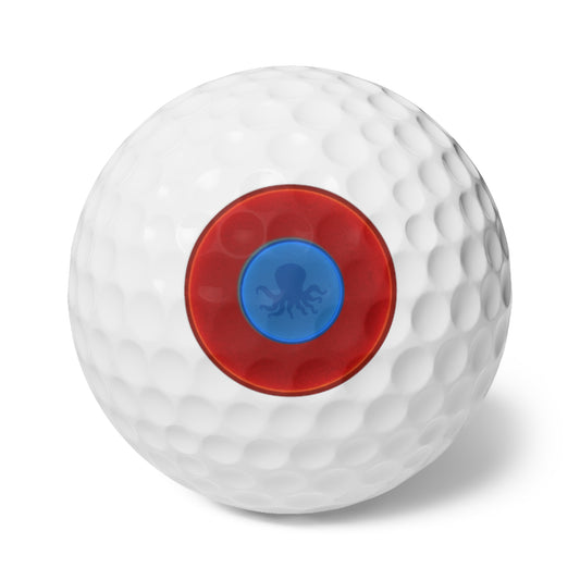 Lumpy Donut Golf Balls - 6-pack - "Octopussy Golf Balls" - red vivid donut