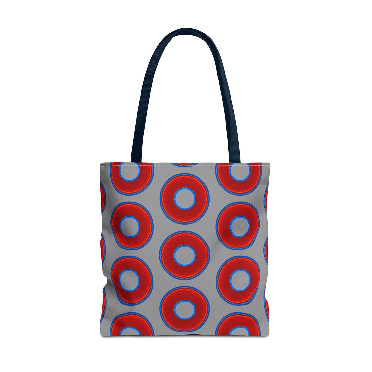 Lumpy Beach/Tote Bag - red vivid donuts w/dark gray background