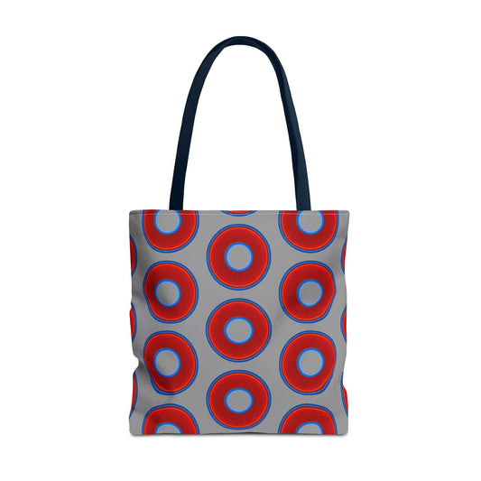 Lumpy Beach/Tote Bag - red vivid donuts w/light gray background