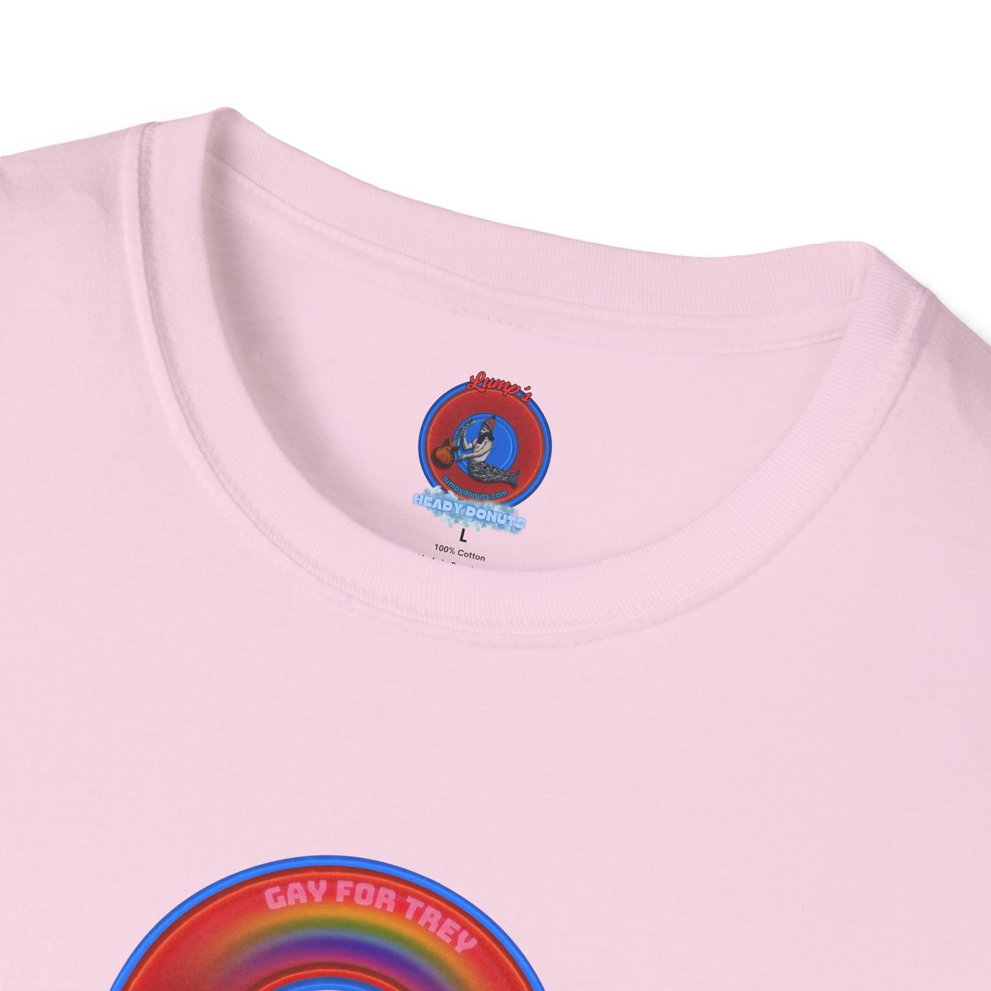Classic Donut Tee - Unisex Soft-Style - "Yes You Are Mark!" - vivid red/blue donut
