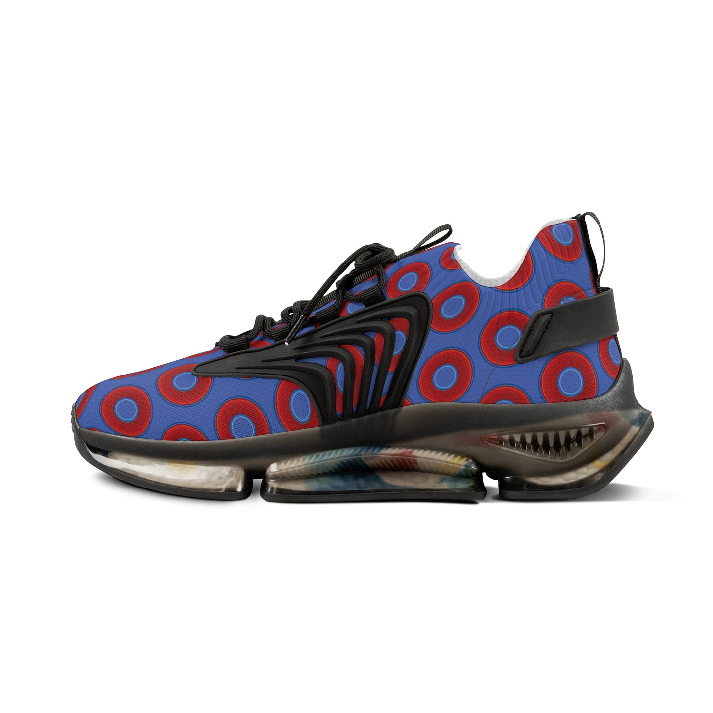 Donut Kicks - red vivid donut print w/royal blue background