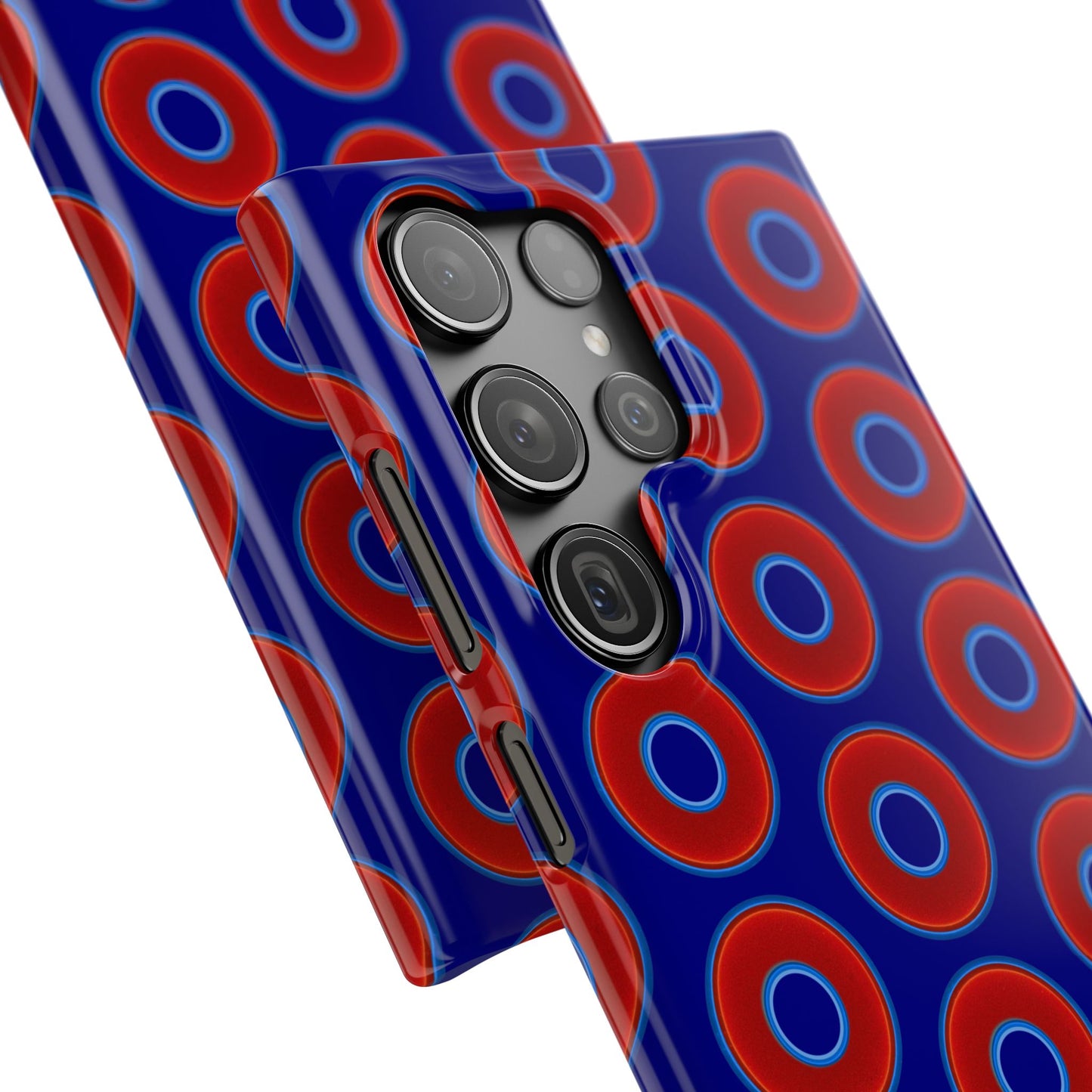 Lumpy Donut Snap Case - red vivid donut print w/vivid navy blue background