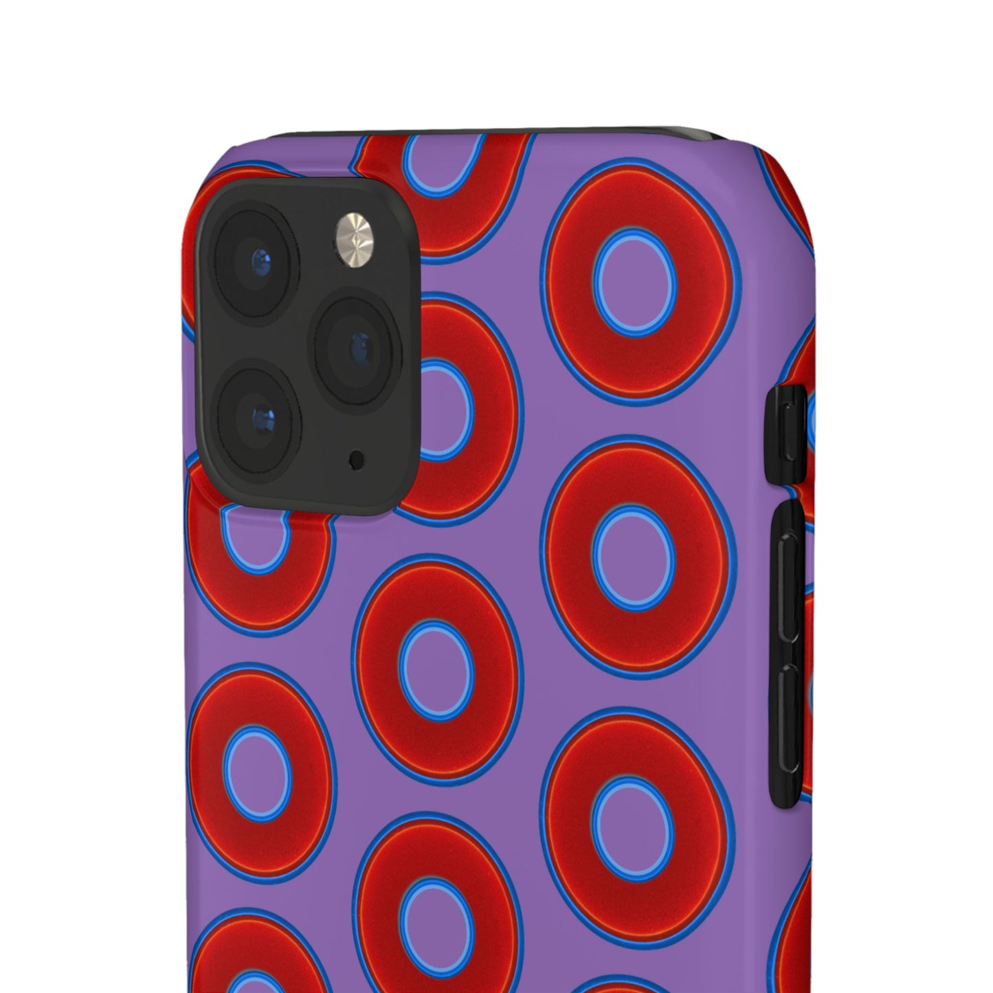 Lumpy Donut Snap Case - red vivid donut print w/light purple background