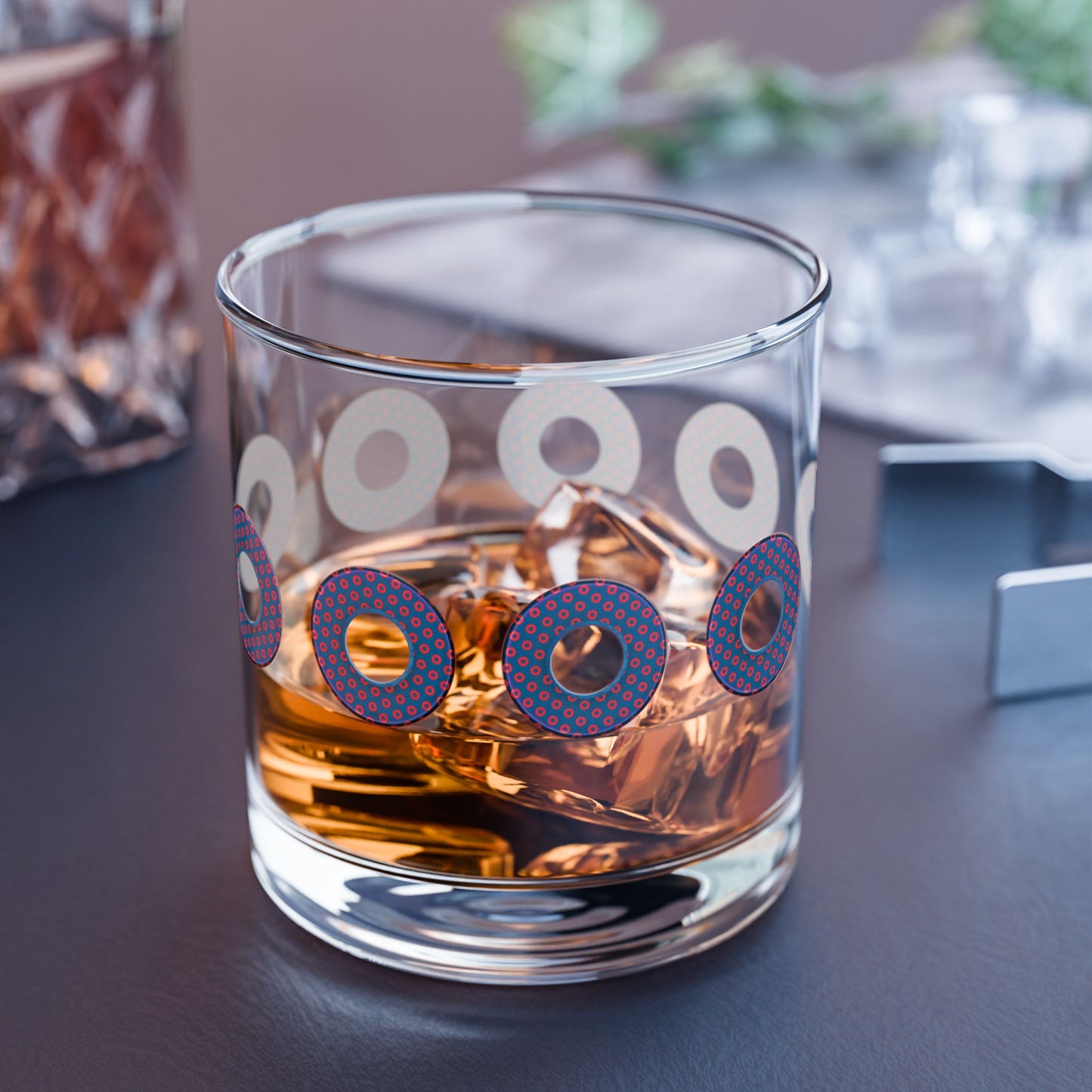 10oz Lumpy Rock Glass - blue/red electric paradox donuts