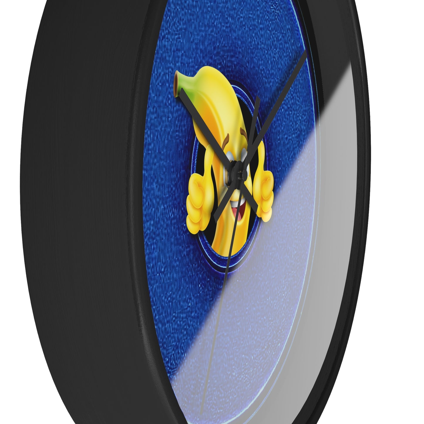 Lumpy Wall Clock - "Dis Sheet, It's Bananas" - variant 5 - blue vivid donut w/black background