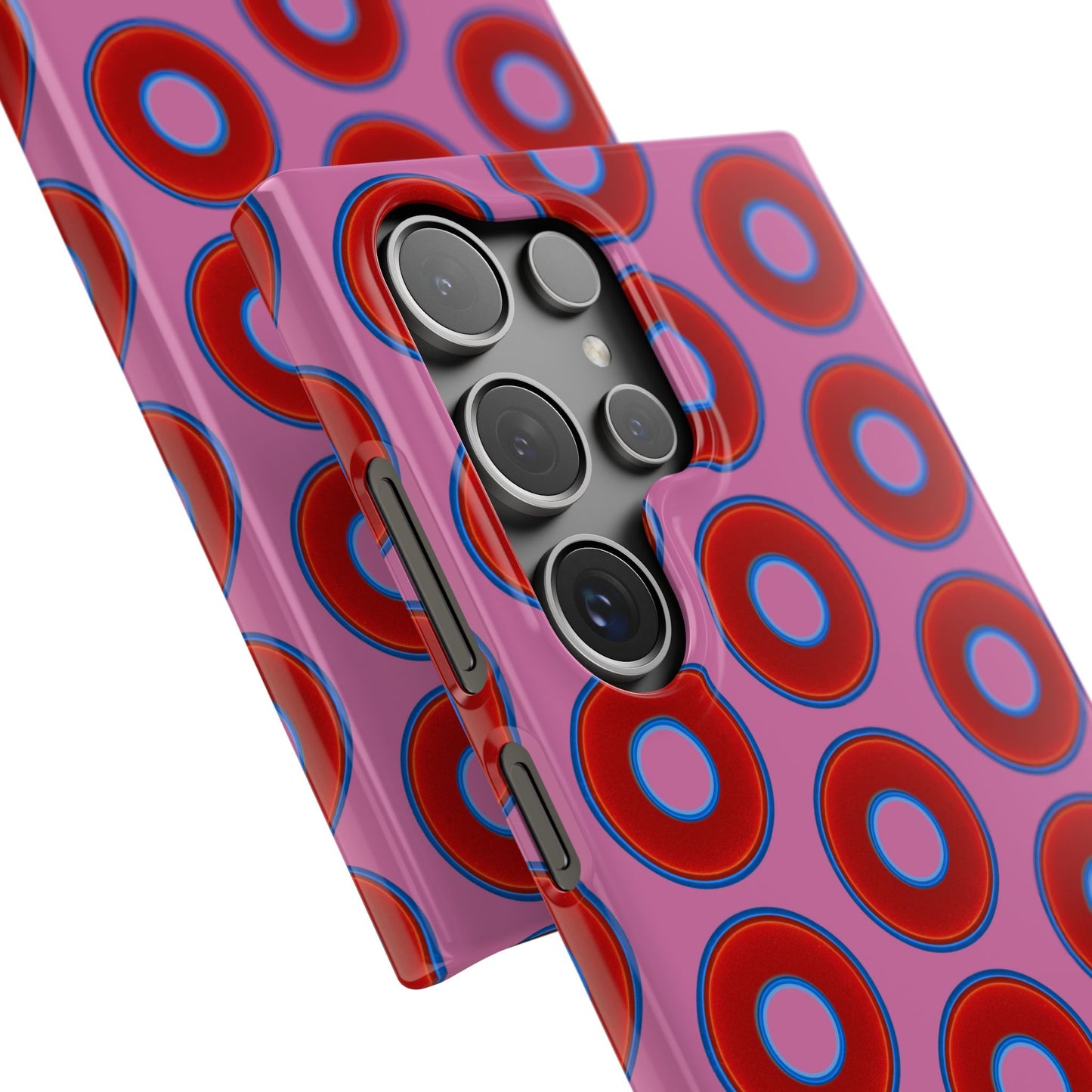 Lumpy Donut Snap Case - red vivid donut print w/light pink background