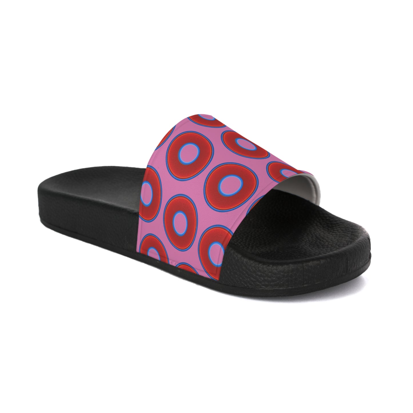 Men's Lumpy Sandals - slip-ons - red vivid donuts w/pink background