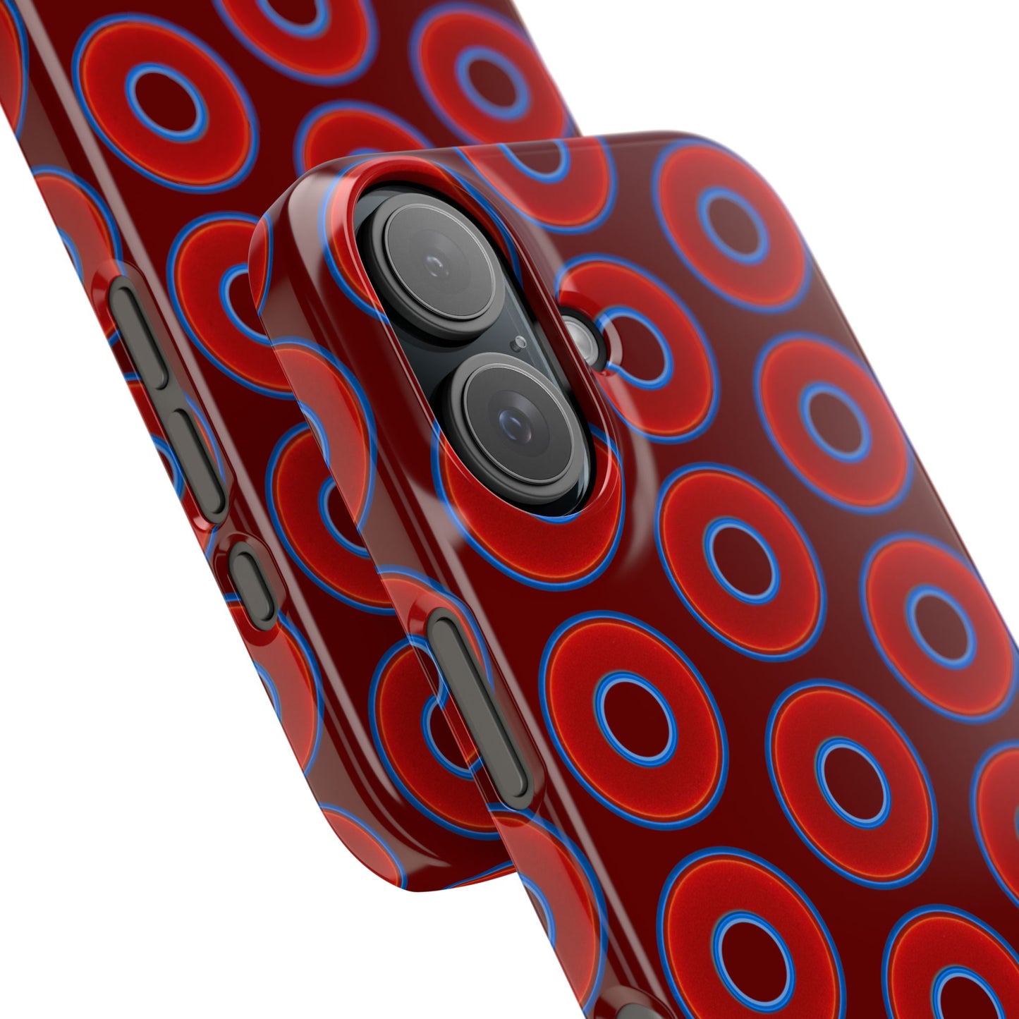 Lumpy Donut Snap Case - red vivid donut print w/dark red background