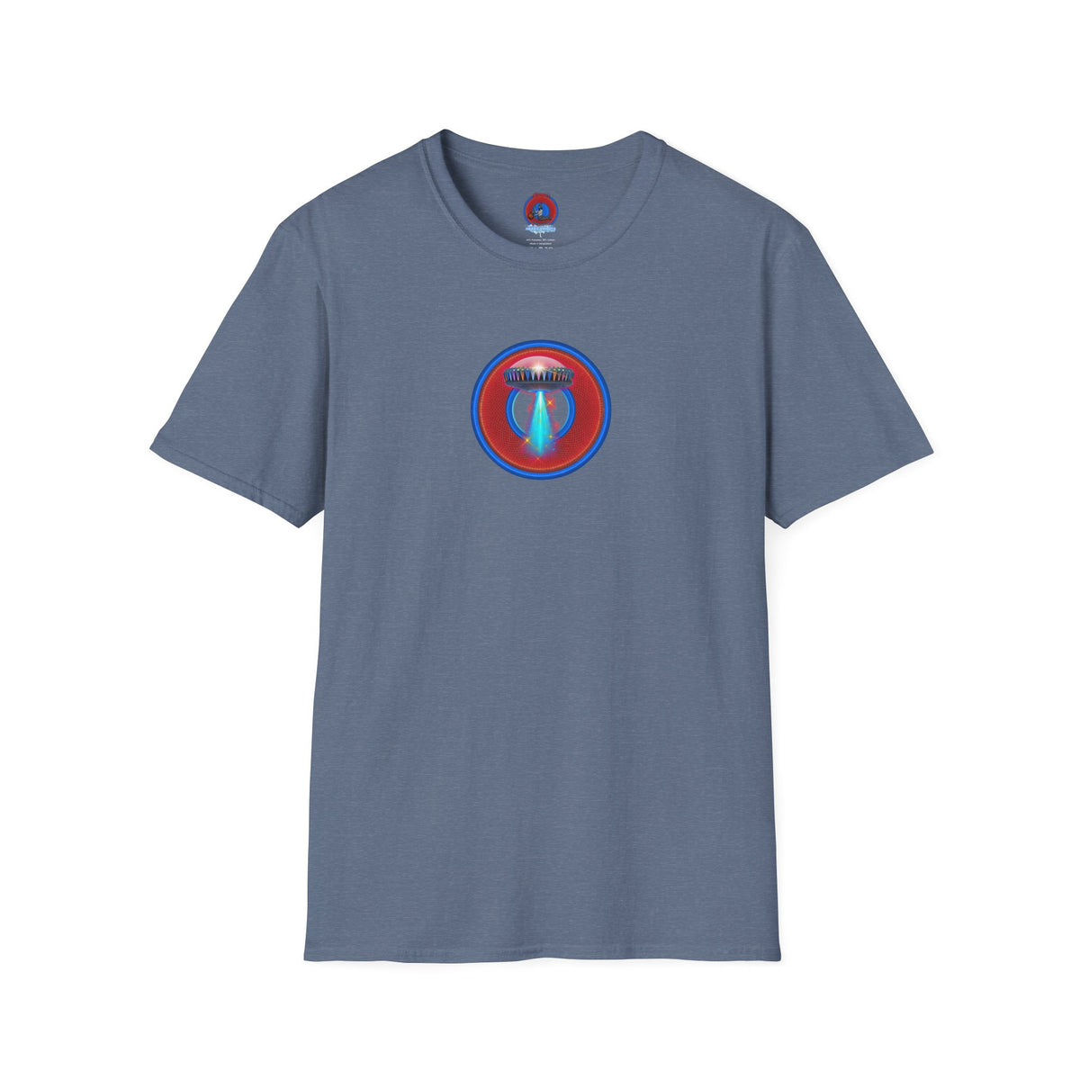 Classic Donut Tee - Unisex Soft-Style - "Donuts now Served on the Mothership" - red/blue donut