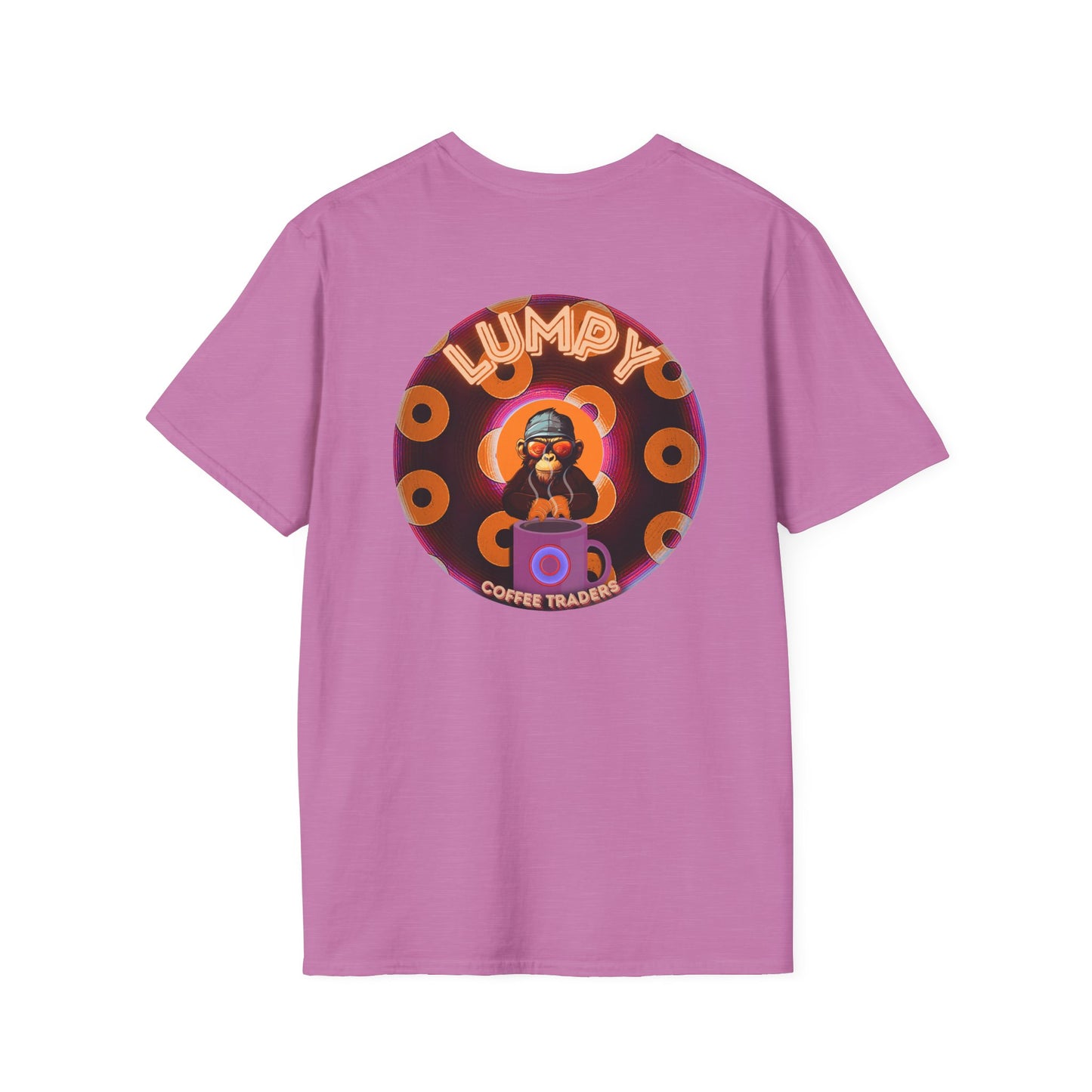 Coffee Traders Tee - Unisex Soft-Style - "Blastoff " - paradoxical donuts - variant 1 - mothership front/logo back