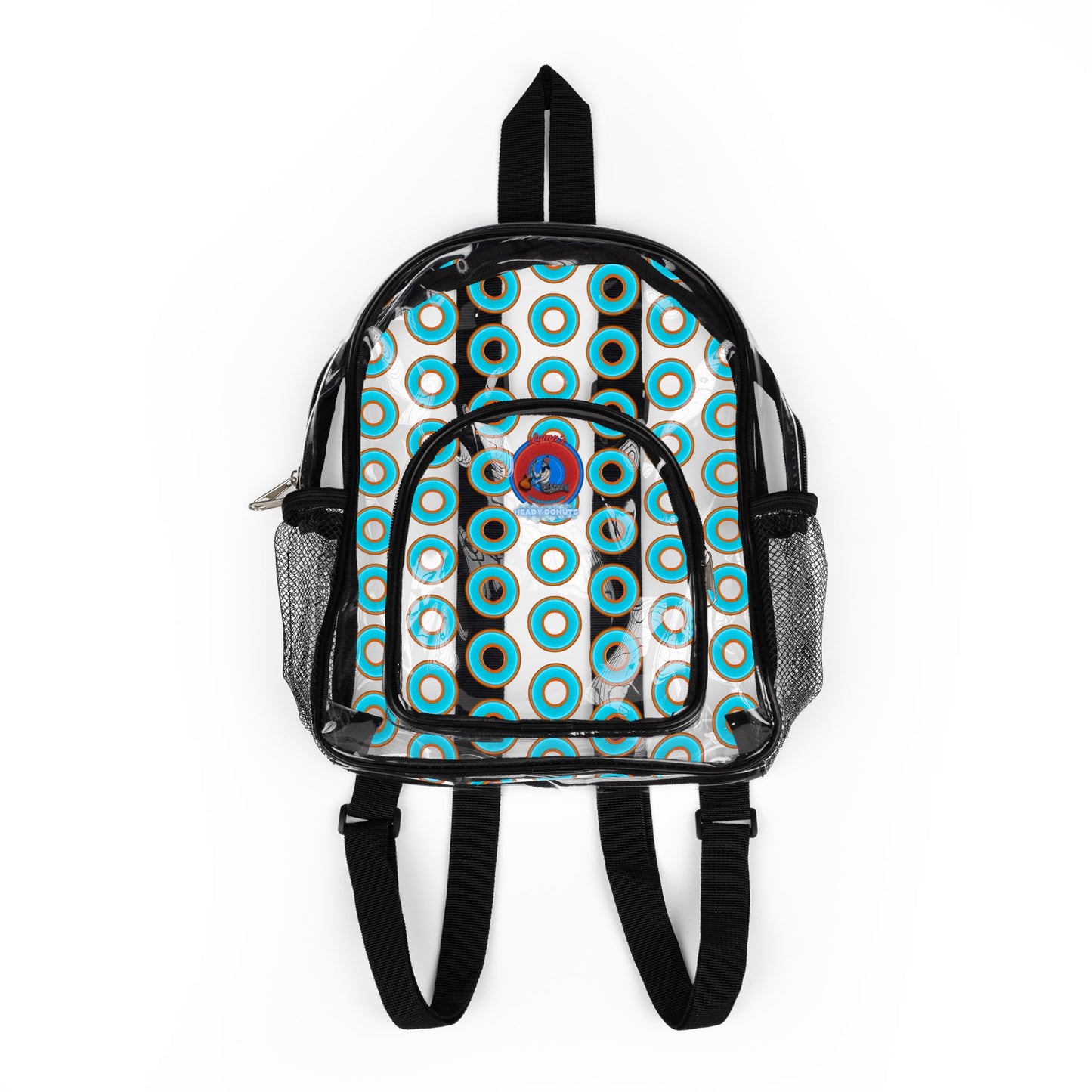 Lumpy Clear Pack/Concert Buddy - Plain Rustic Donut Print - turquoise/orange