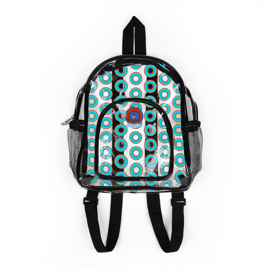 Lumpy Clear Pack/Concert Buddy - Plain Rustic Donut Print - turquoise/orange