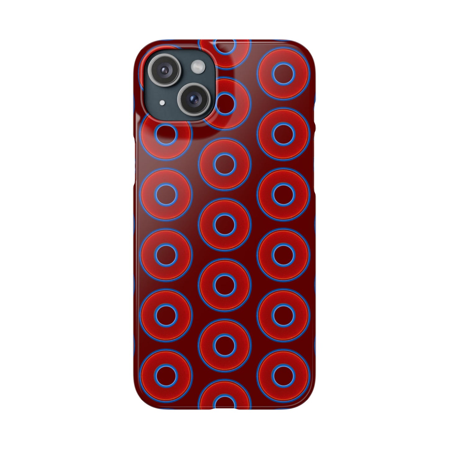 Lumpy Donut Snap Case - red vivid donut print w/dark red background