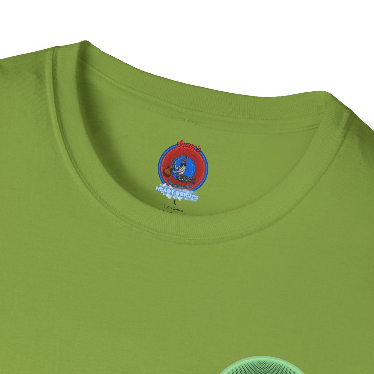 Classic Donut Tee - Unisex Soft-Style - "Swimming By" - variant 1 - series 1.0 - florescent green donut