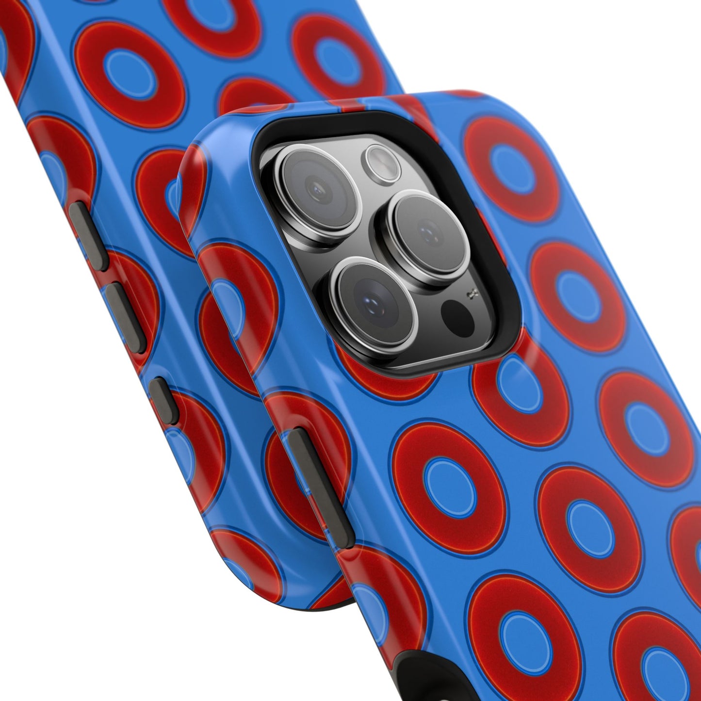 Impact-Resistant Lumpy Donut Case - red vivid donut print w/light royal blue background