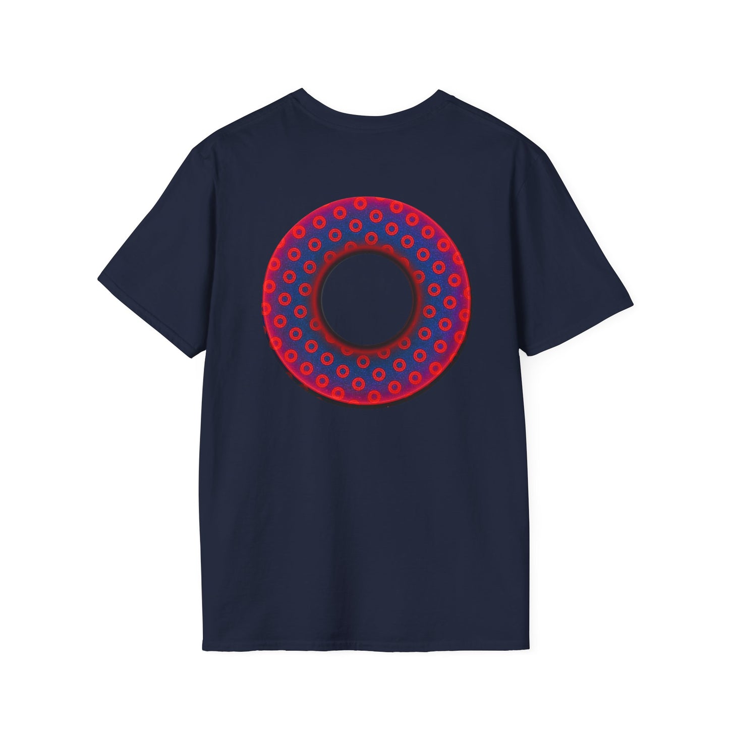 Classic Donut Tee - Unisex Soft-Style - "Vivid Donut inside a Paradox Donut" - blue/red electric paradox donut - variant 2 w/hole