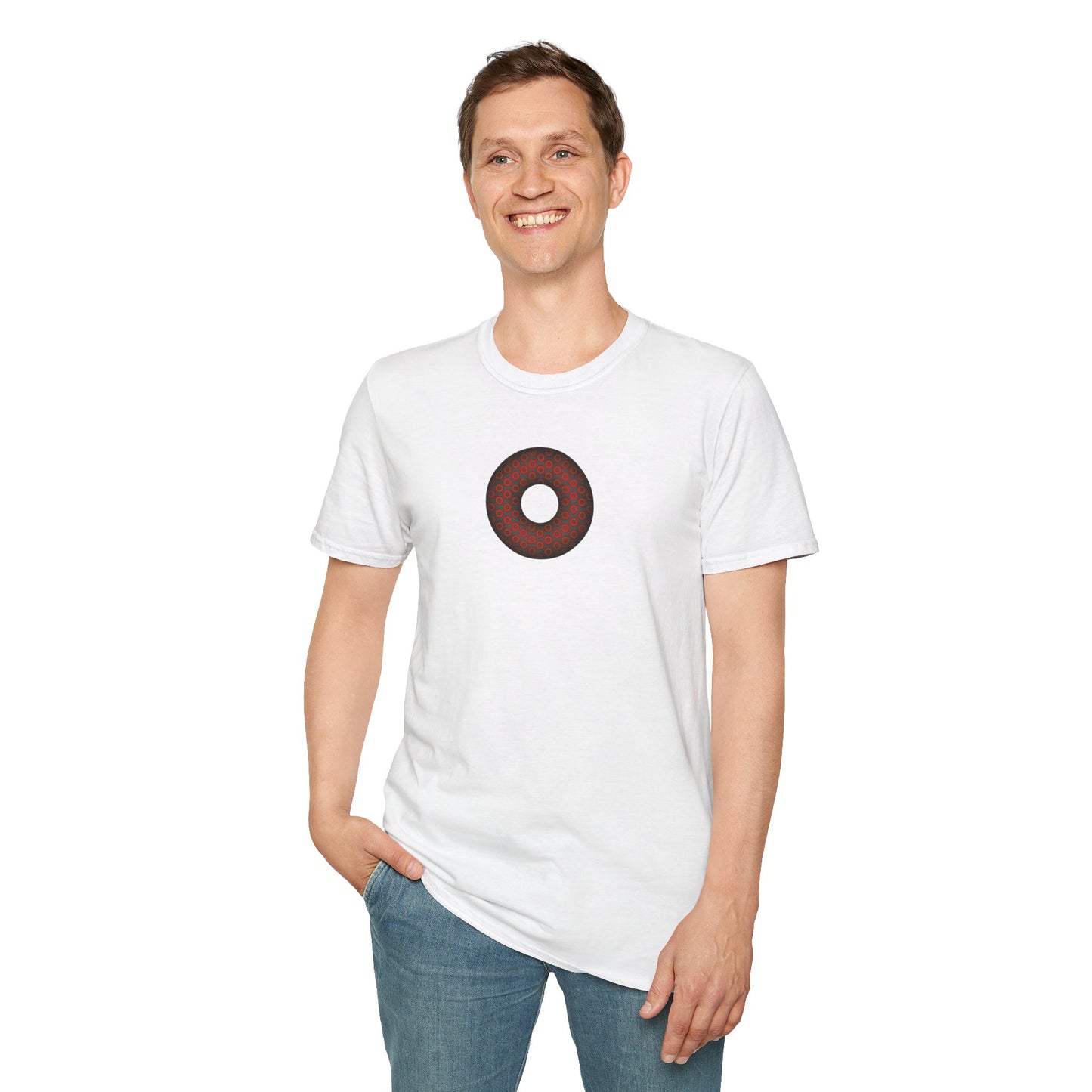 Plain Donuts/Unisex Soft-Style - "Plain Paradoxical Grided Donut" - red/dark gray donuts