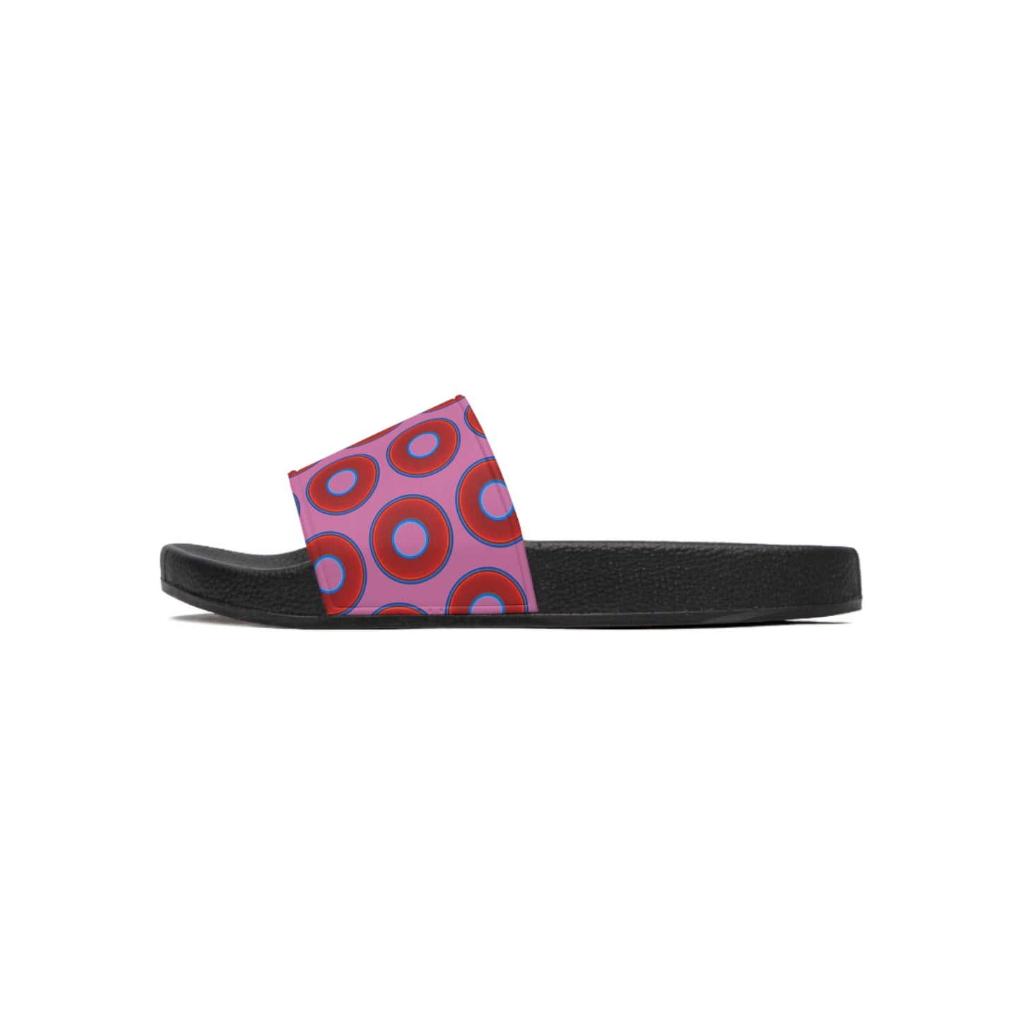 Men's Lumpy Sandals - slip-ons - red vivid donuts w/pink background