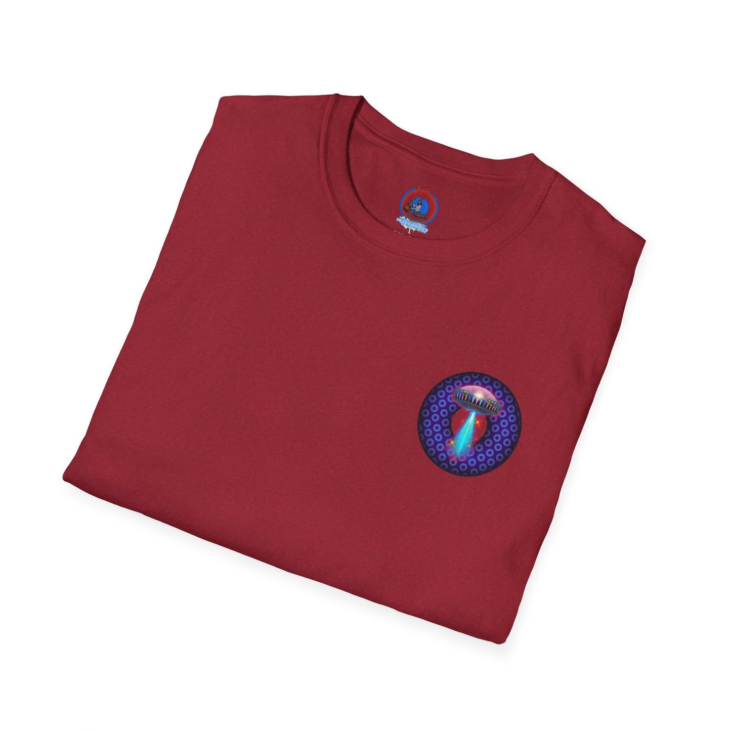 Classic Donut Tee - Unisex Soft-Style - "Donuts now Served on the Mothership" - series 1.0  - variant 5  - purple/violet paradoxical donut